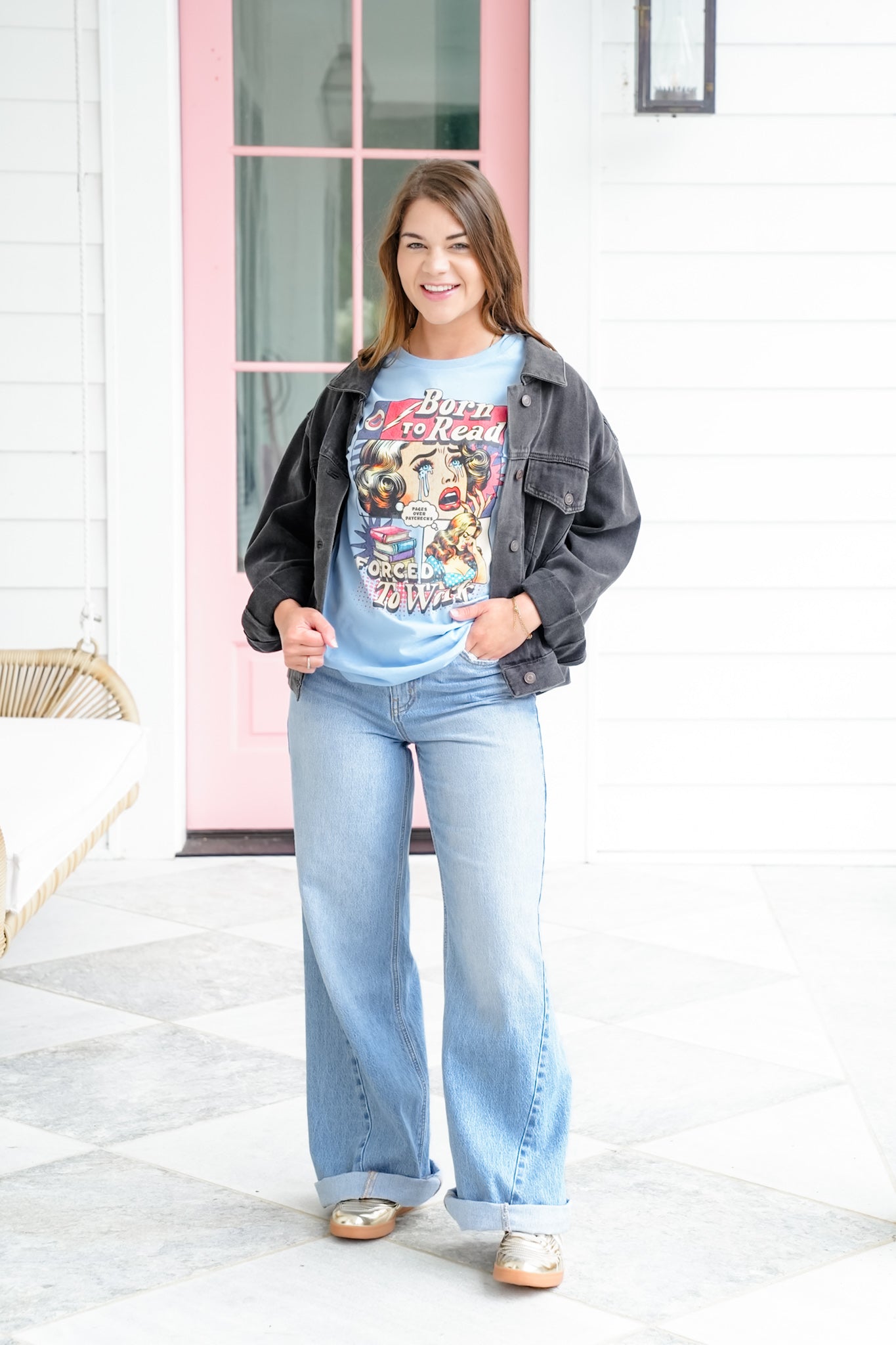 Plus/Reg Short Sleeve "Born To Read" Graphic Tee
