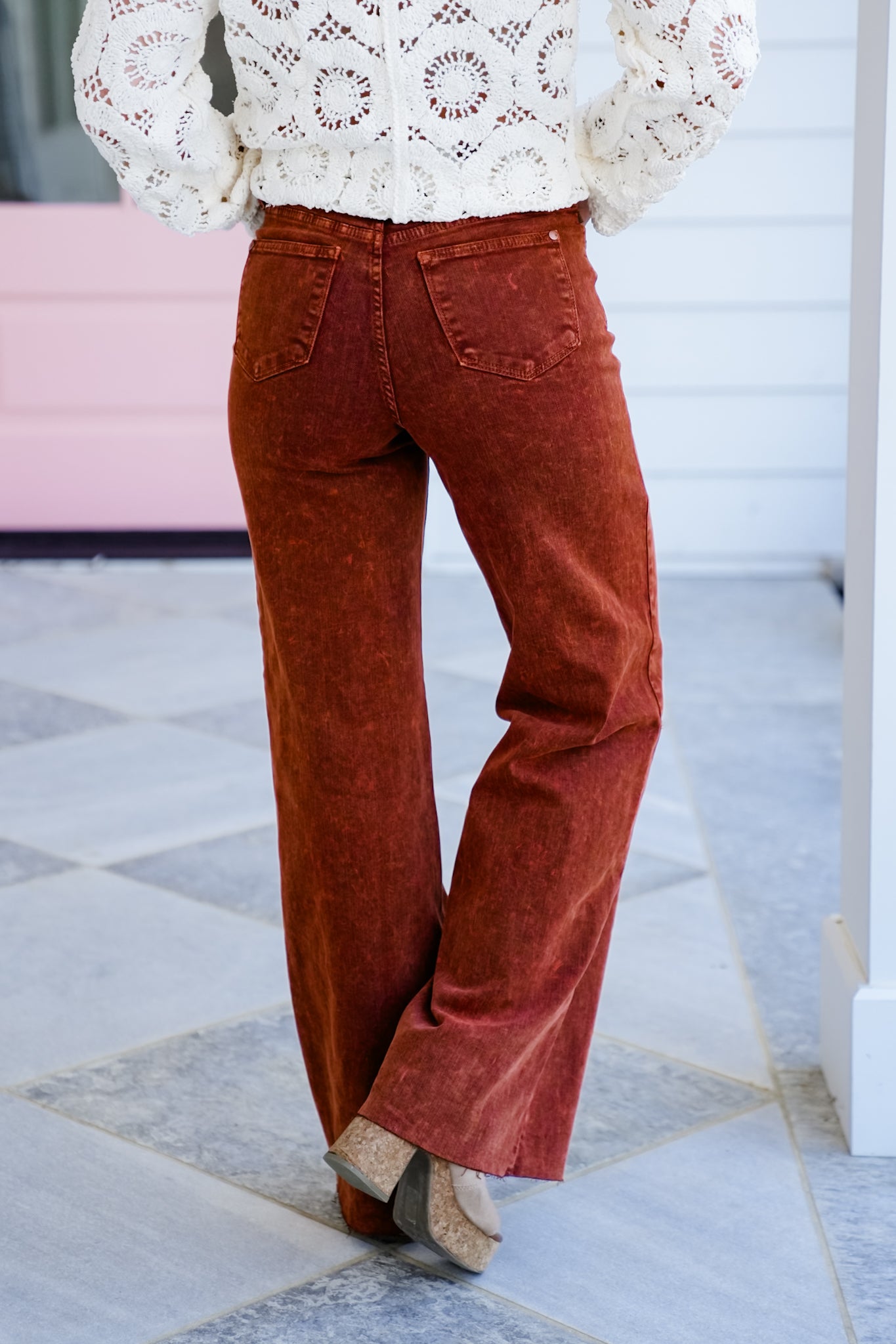 Restock! Judy Blue High Rise Pumpkin Spice Raw Hem Retro Wide Leg Jeans