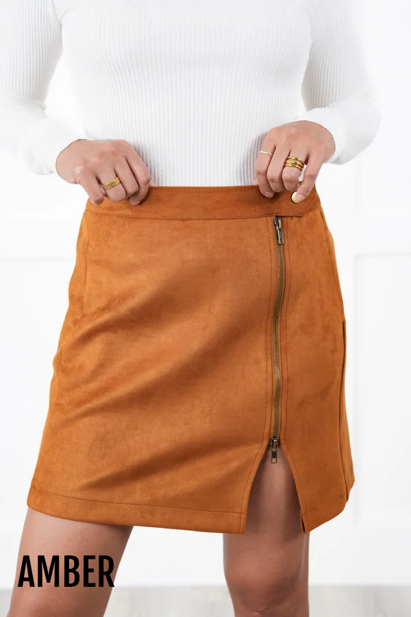 Plus/Reg High Waist Vegan Suede Mini Skirt (Multiple Colors)