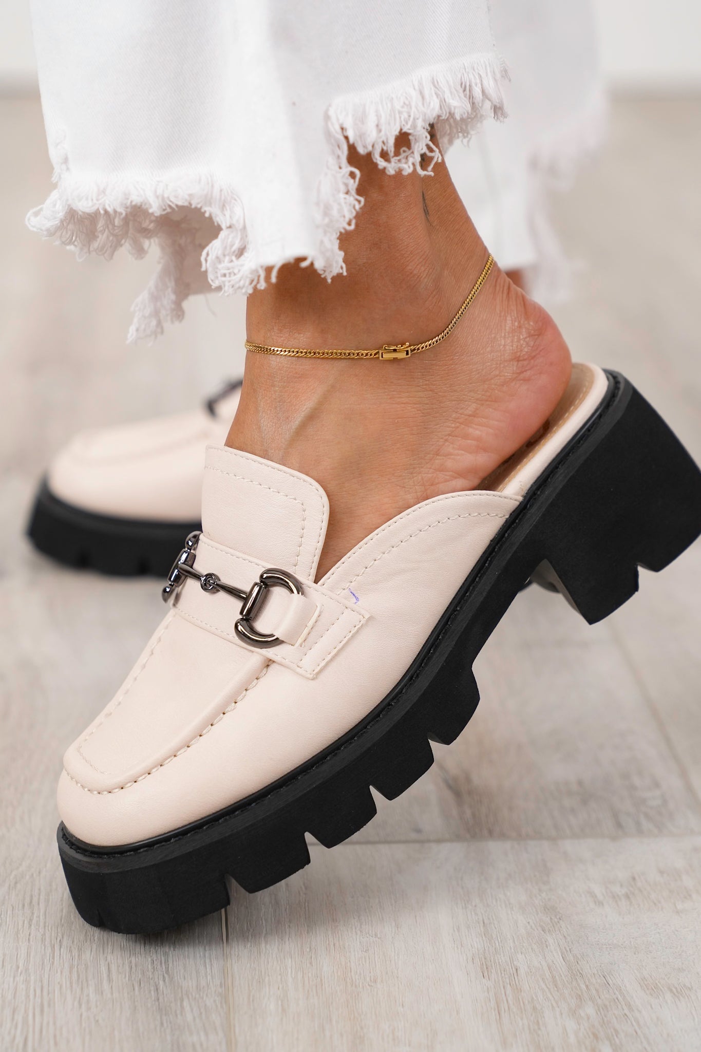 Chunky Slip-On Loafer with Buckle Detail