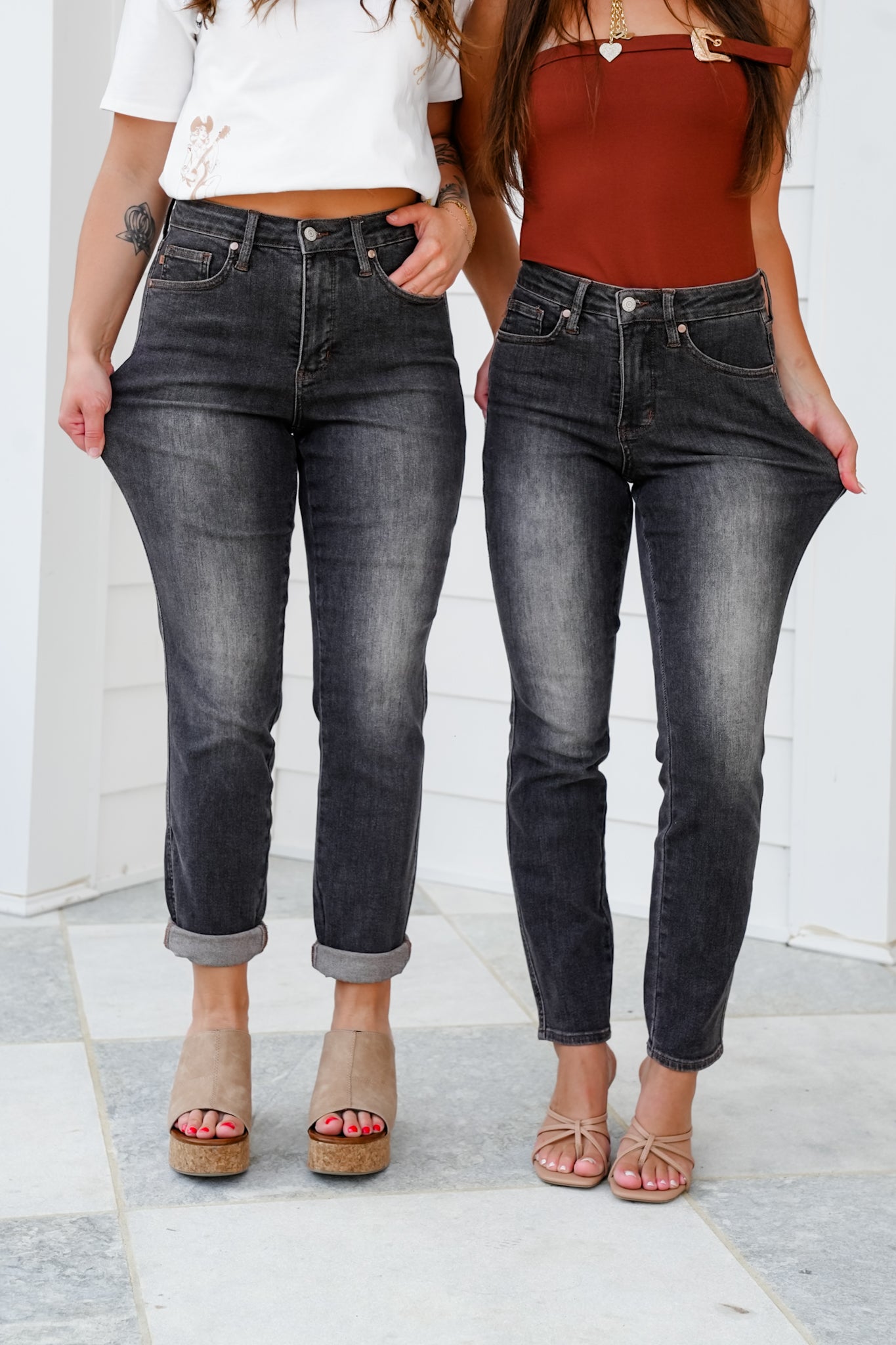 Judy Blue Shades of Black Mid Rise Black Tummy Control Slim Leg Jeans