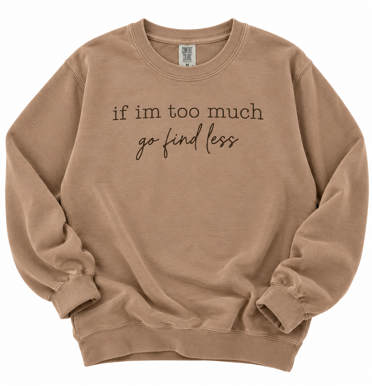 Plus/Reg Long Sleeve "If I'm too Much Go Find Less" Graphic Sweatshirt