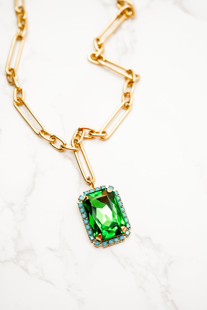 TOVA Mini Soleil Necklace in Fern Green