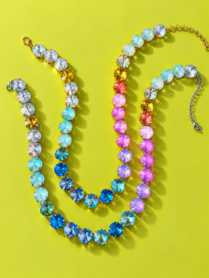 The Afterparty Rainbow Crystal Choker Necklace - Freckled Poppy