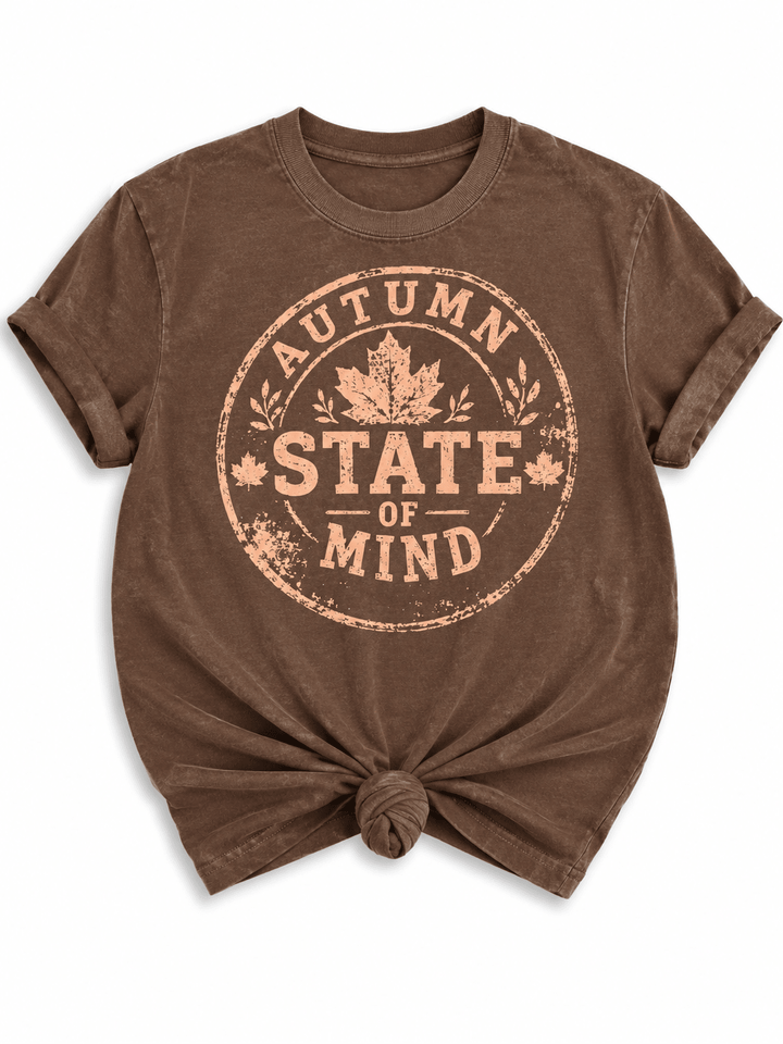 Plus/Reg Short Sleeve "Autumn State of Mind" Graphic Tee - Freckled Poppy