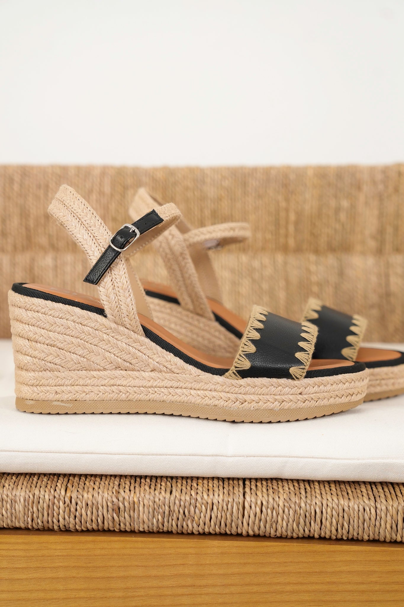 MIA Espadrille Wedge Sandals with Braided Jute Heel