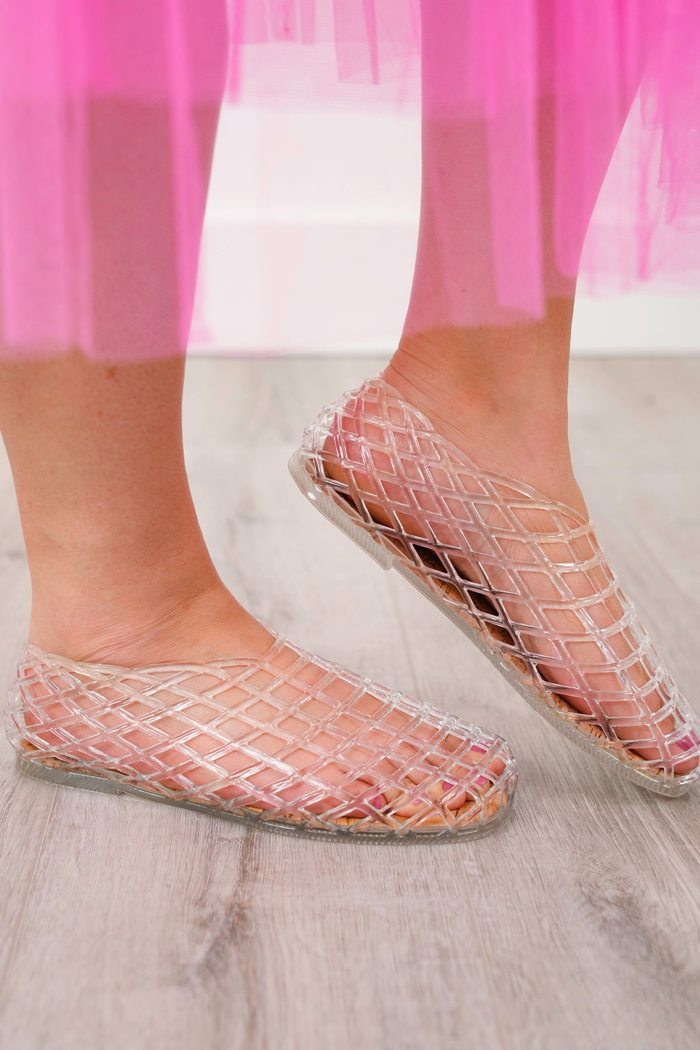 Lattice Inspired Jelly Ballet Flats
