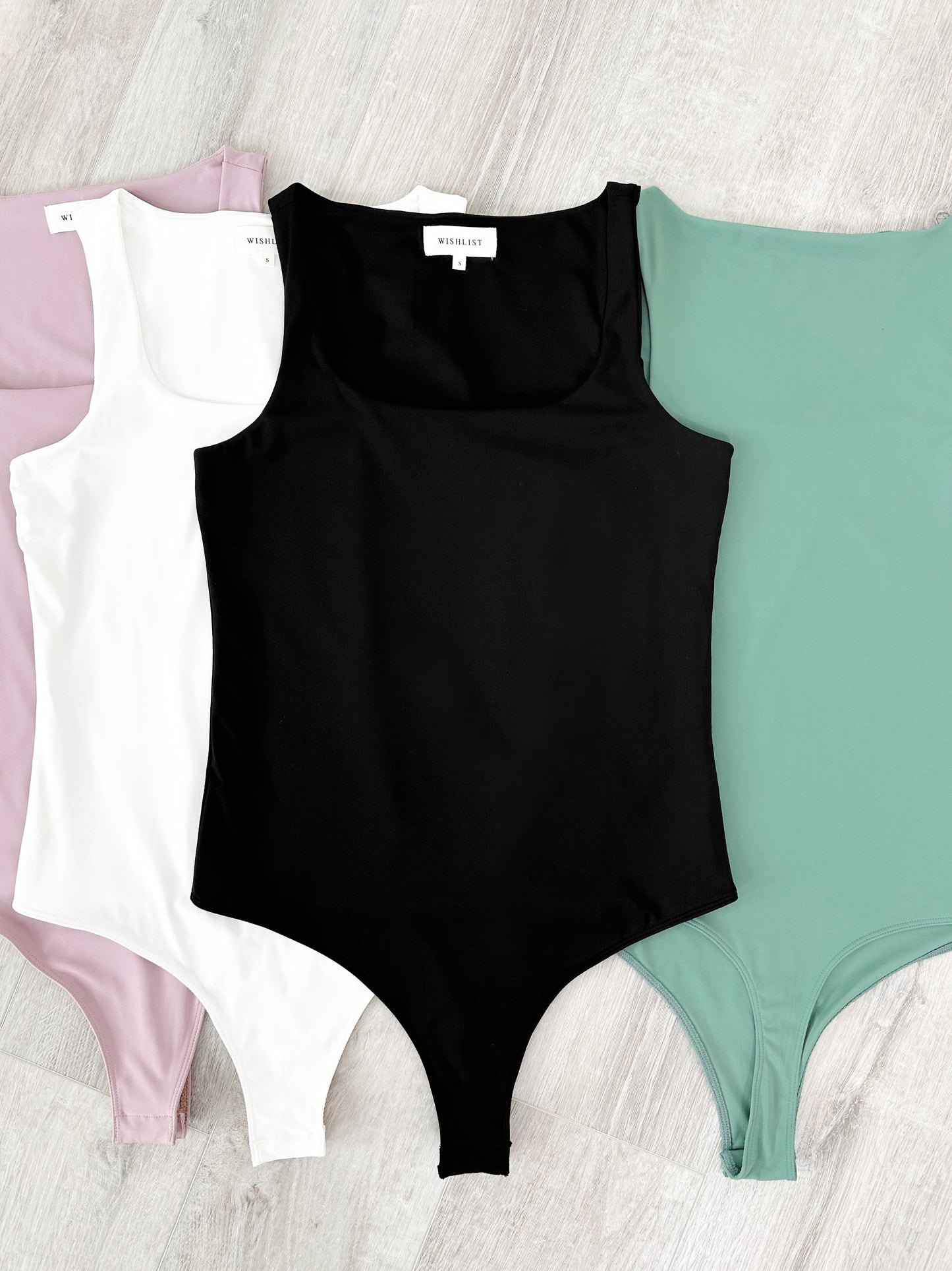 Solid Sleeveless Square Neck Thong Bodysuit (Multiple Colors)