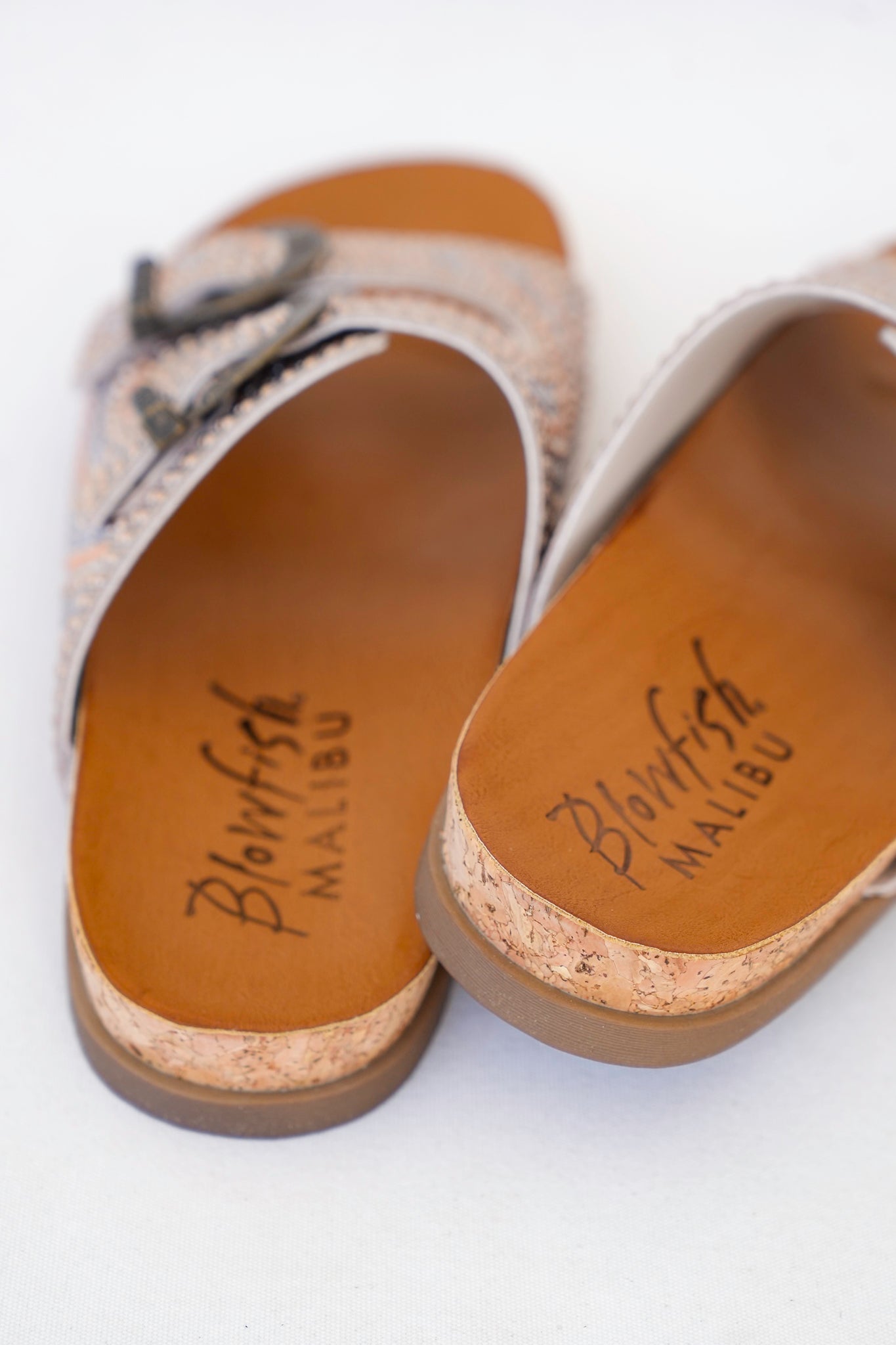 Blowfish Studded Cork Slide Sandals with Adjustable Buckle Detail