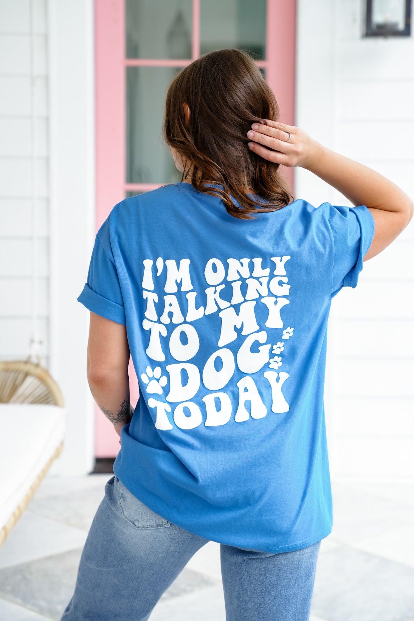 Plus/Reg Short Sleeve "I'm Only Talking To My Dog Today" Graphic Tee