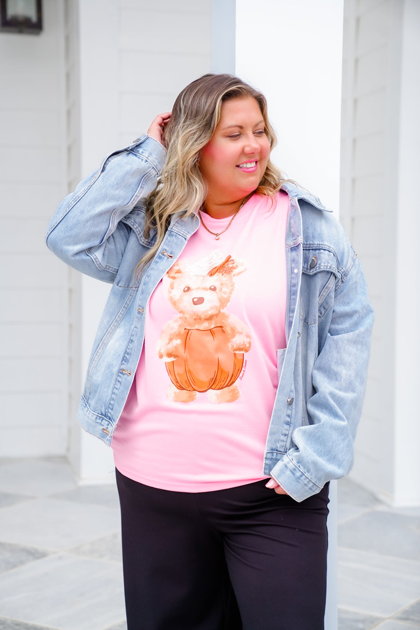 Plus/Reg Teddy Pumpkin Spice Long Sleeve Sweatshirt