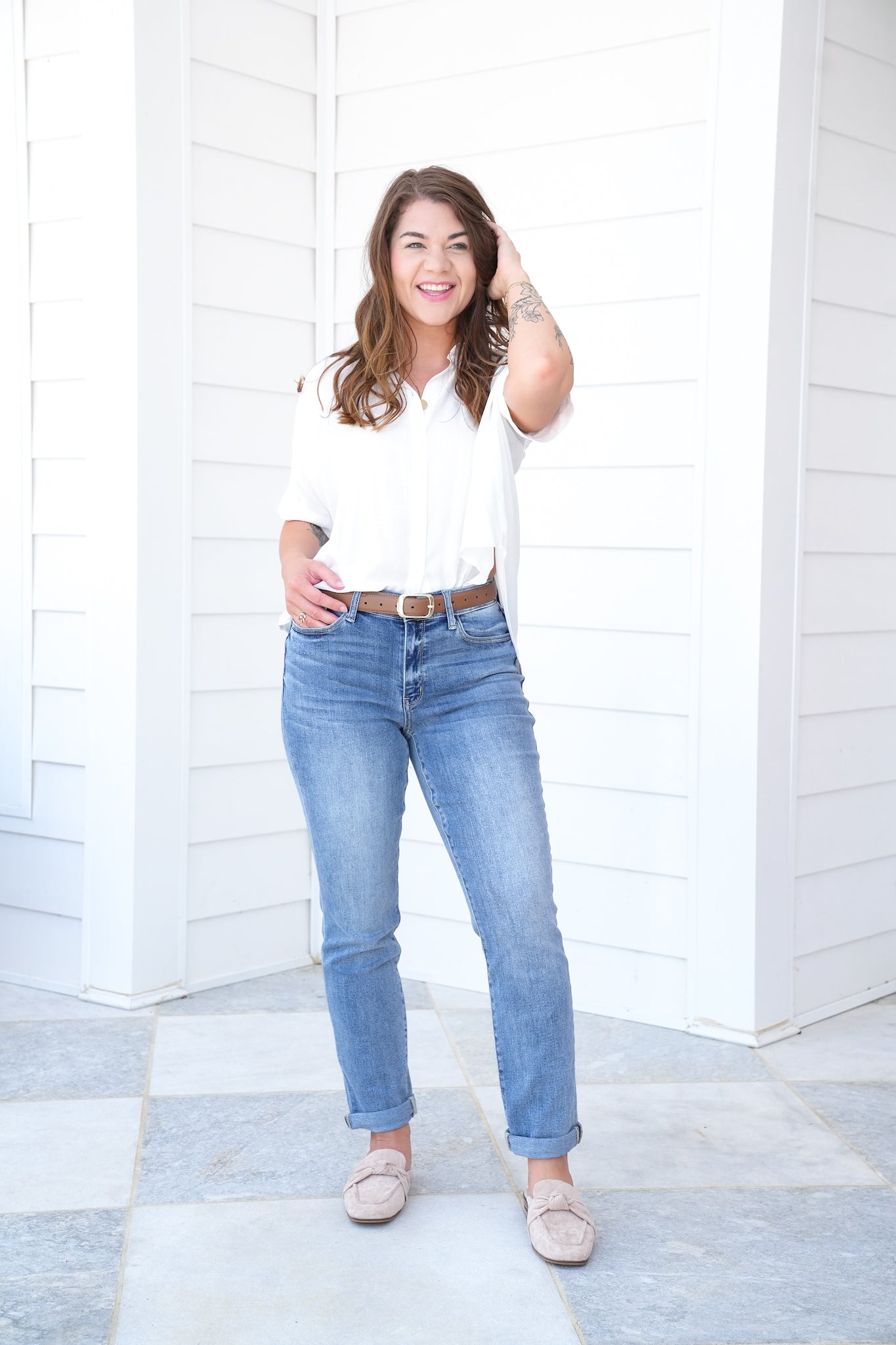 Judy Blue Work From Home Mid Rise Bleach Washed Boyfriends