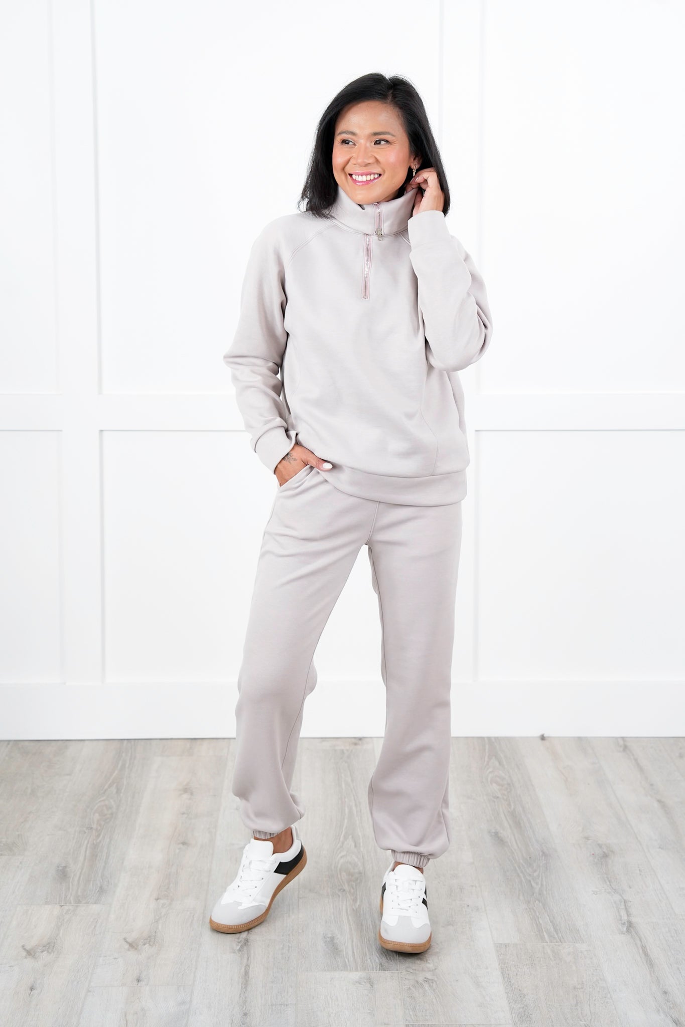 Door Buster! Plus/Reg Elastic Waist Scuba Knit Joggers with Ribbon Drawstring