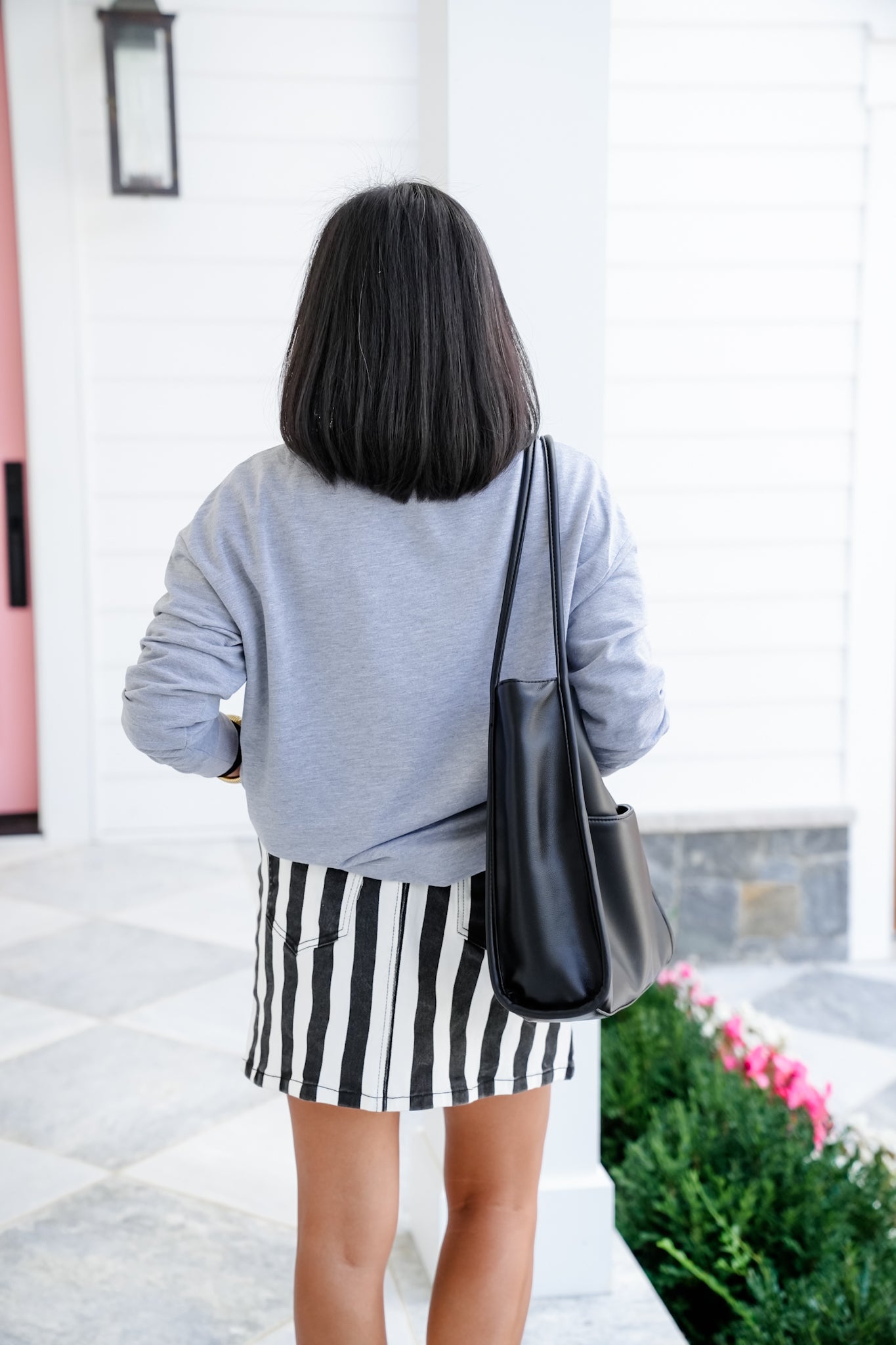 Plus/Reg Striped Mini Skirt with Pockets
