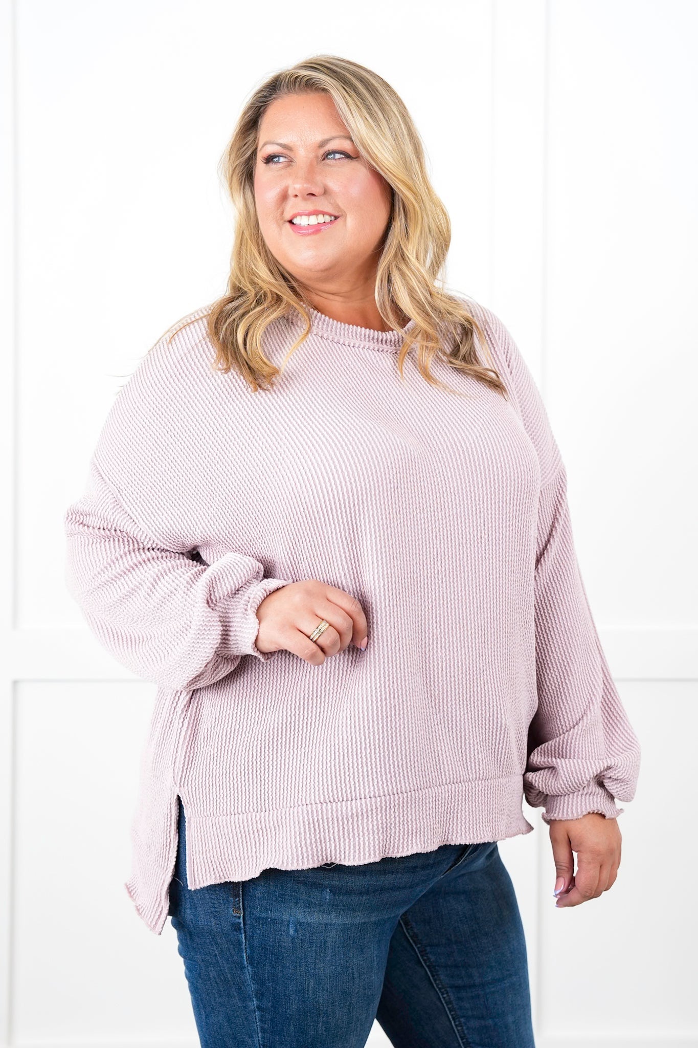 Ribbed Knit Long Sleeve Pullover Top