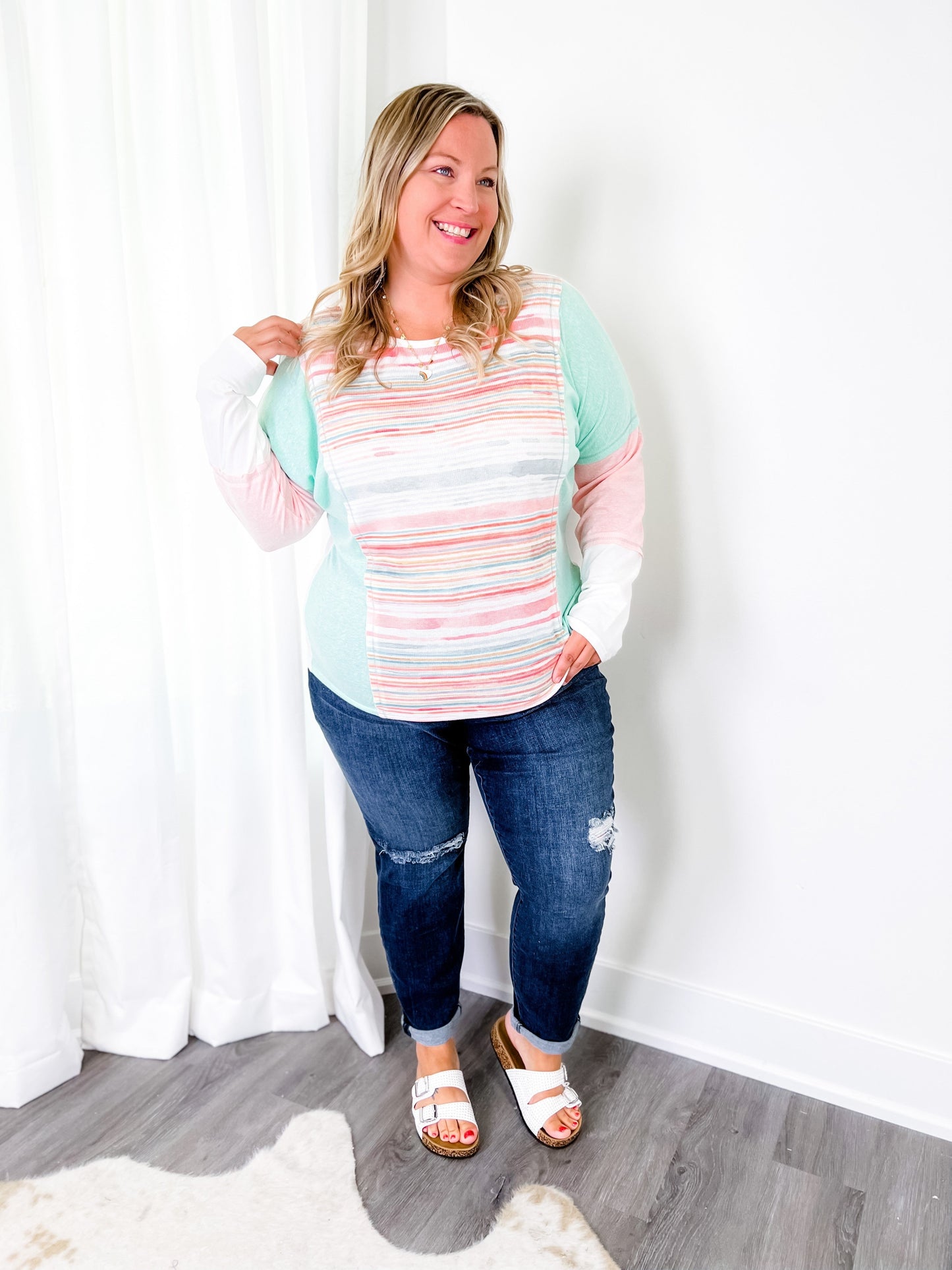 Judy Blue Casual Friday High Rise Cuffed Boyfriend Distressed Jeans
