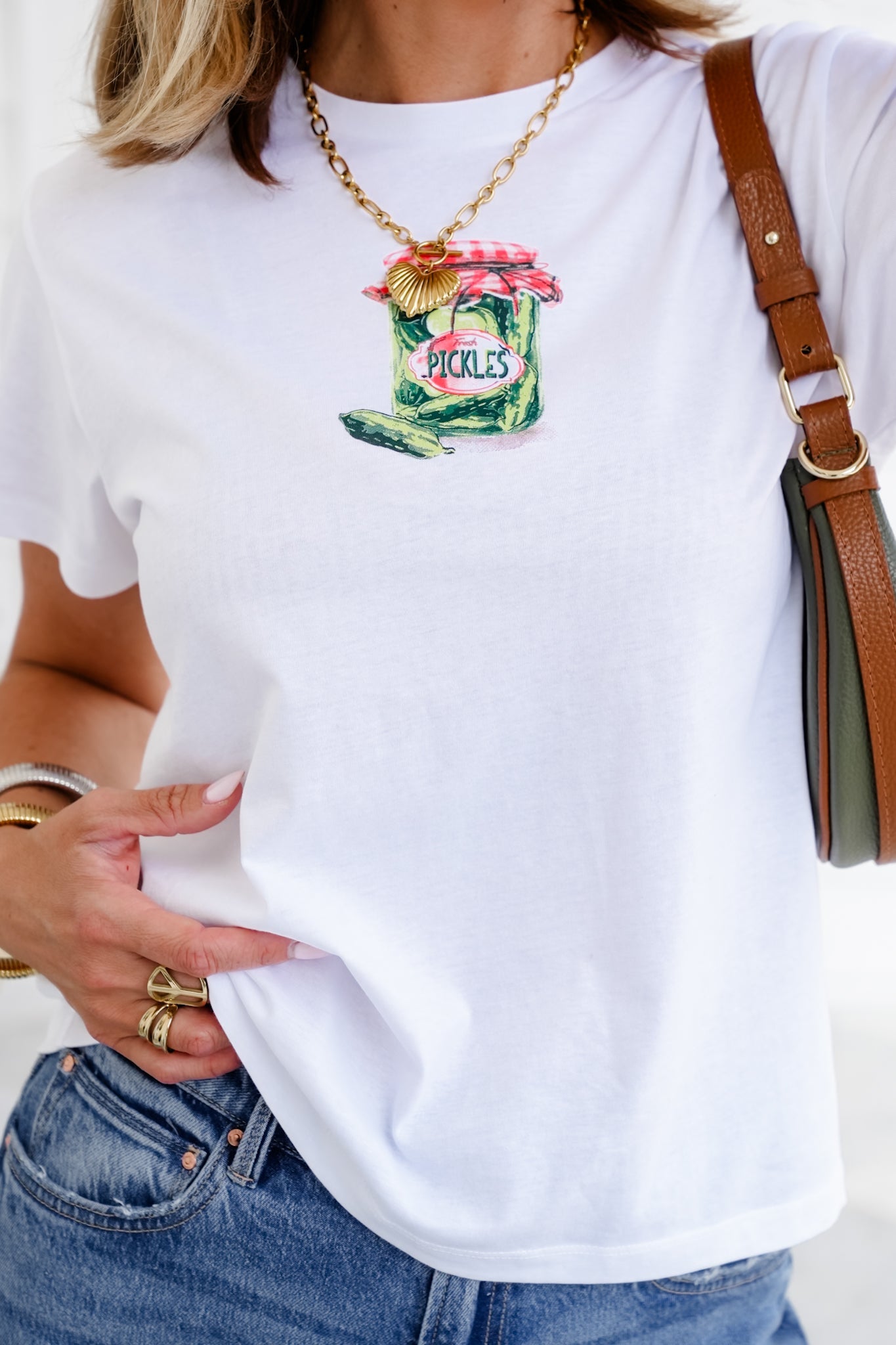 White Short Sleeve Pickle Jar Graphic Tee