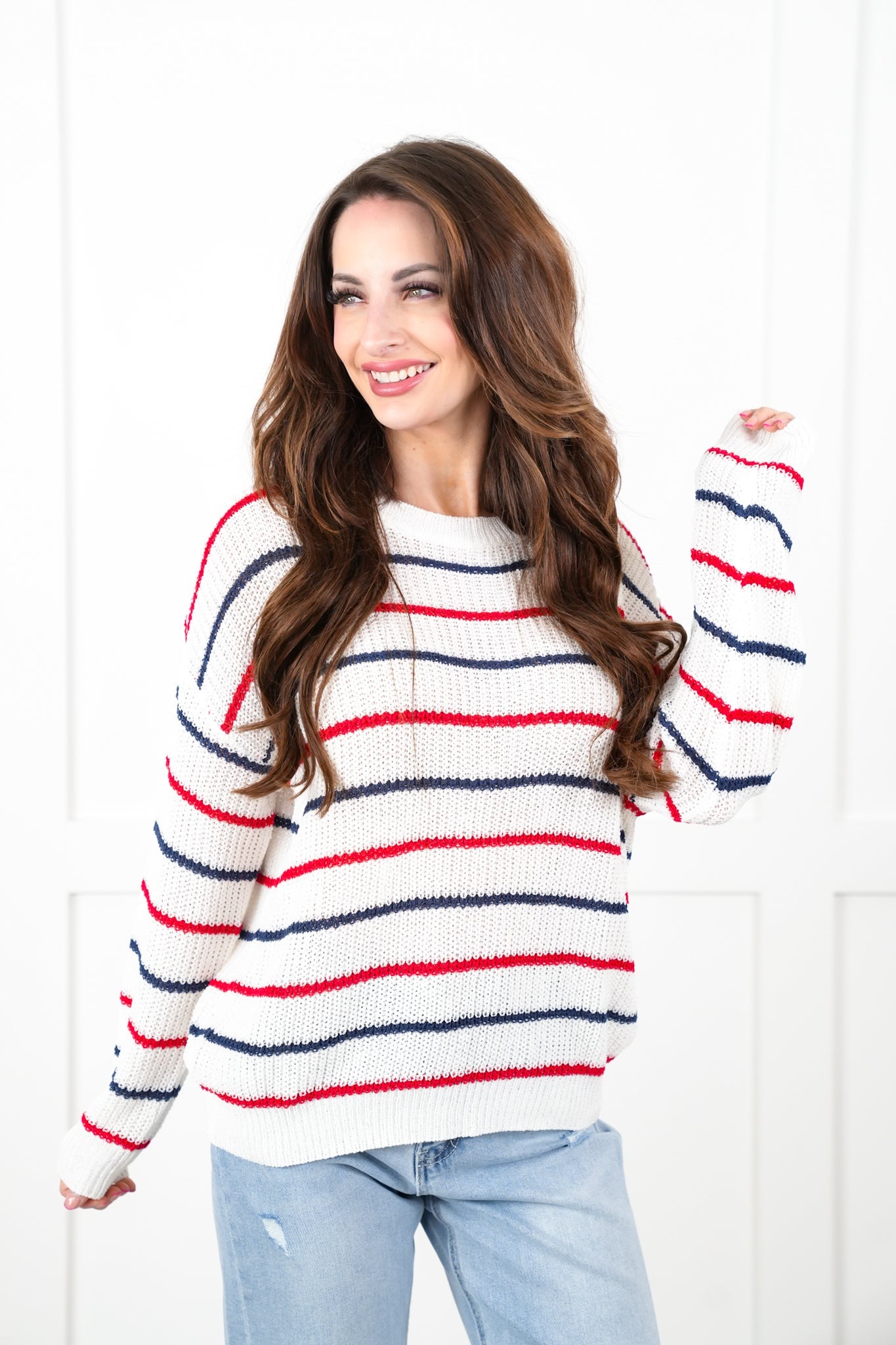 Stripe Long Sleeve Pullover Sweater Top