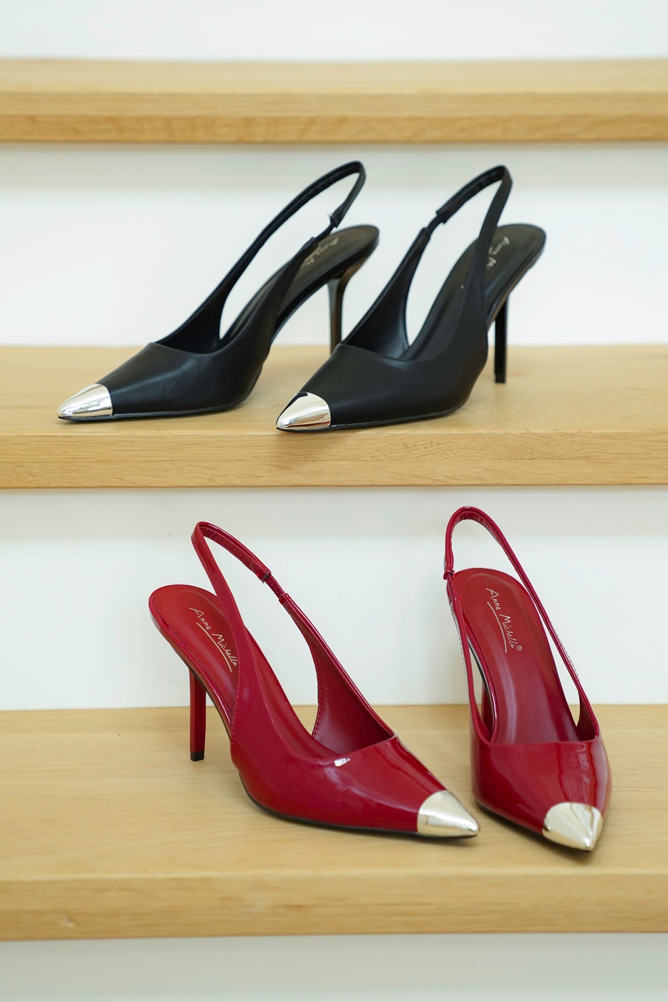 Slingback Heels with Metallic Toe Accents