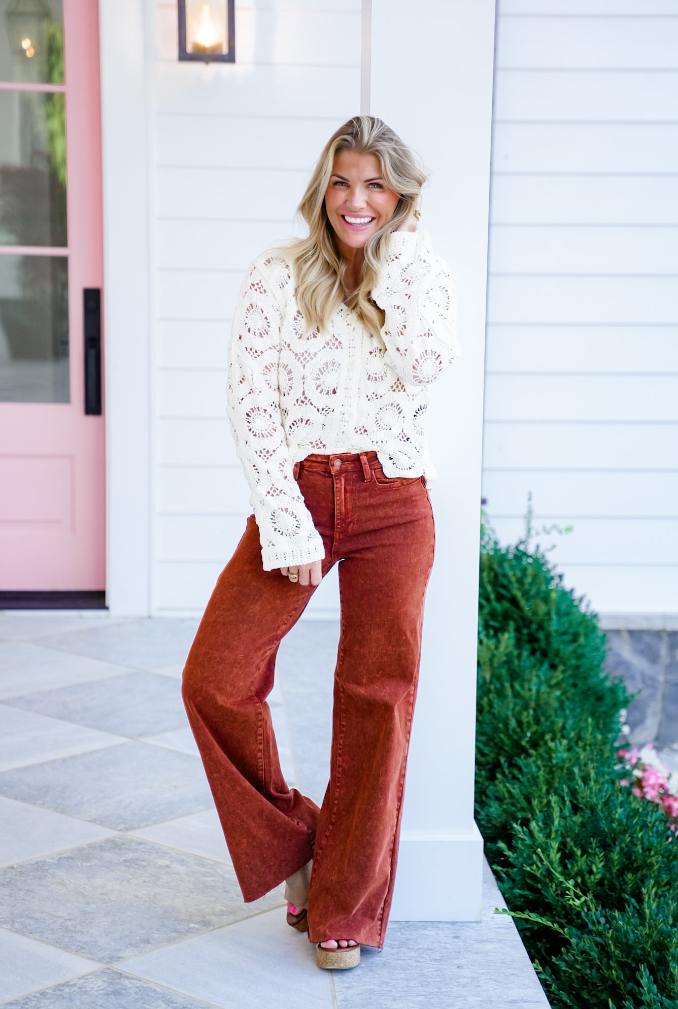 Restock! Judy Blue High Rise Pumpkin Spice Raw Hem Retro Wide Leg Jeans