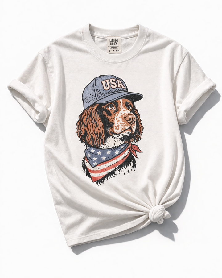 Plus/Reg Short Sleeve "USA Dog" Graphic Tee