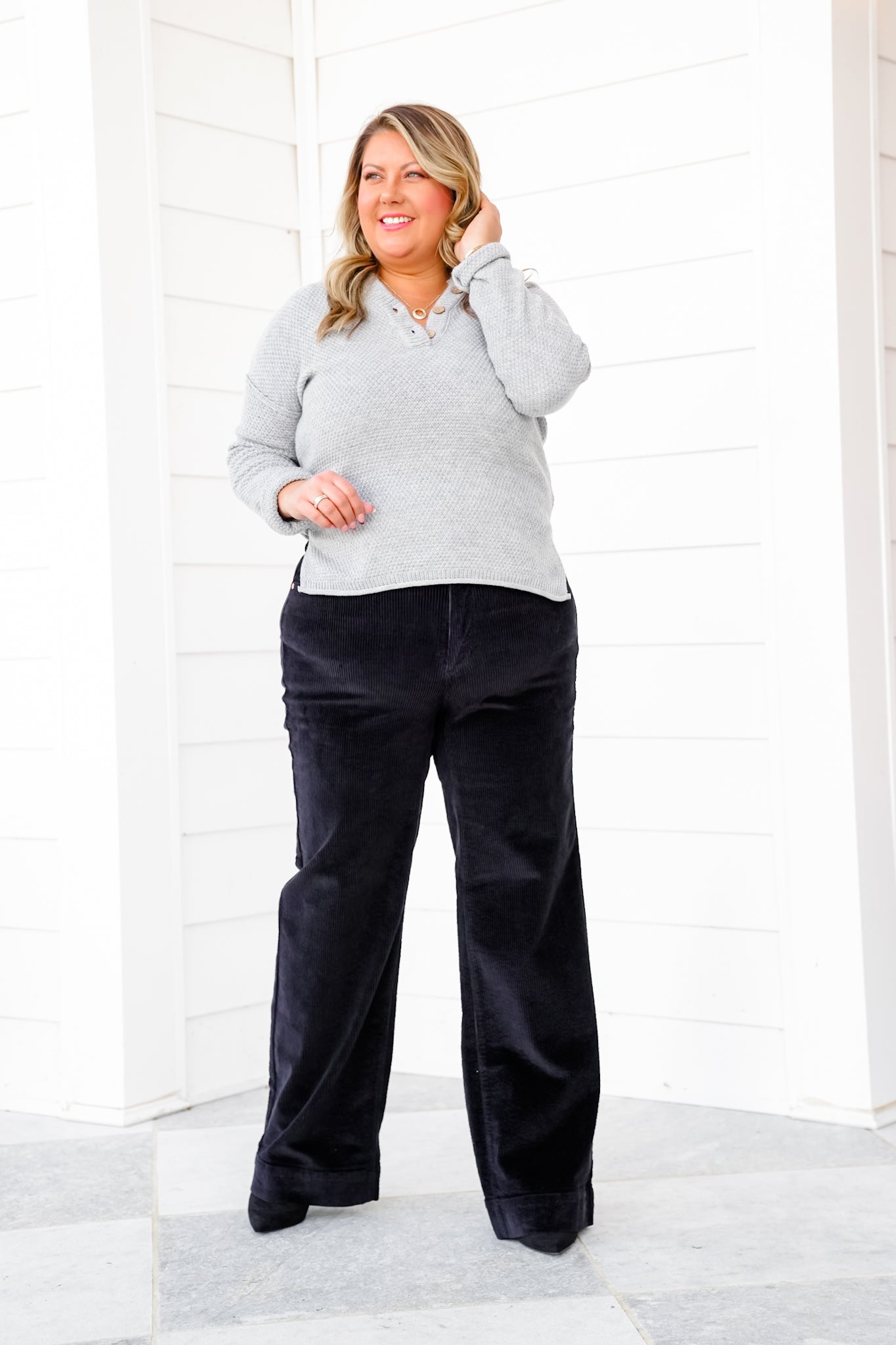 Judy Blue High Rise Black Corduroy Wide Leg Trouser