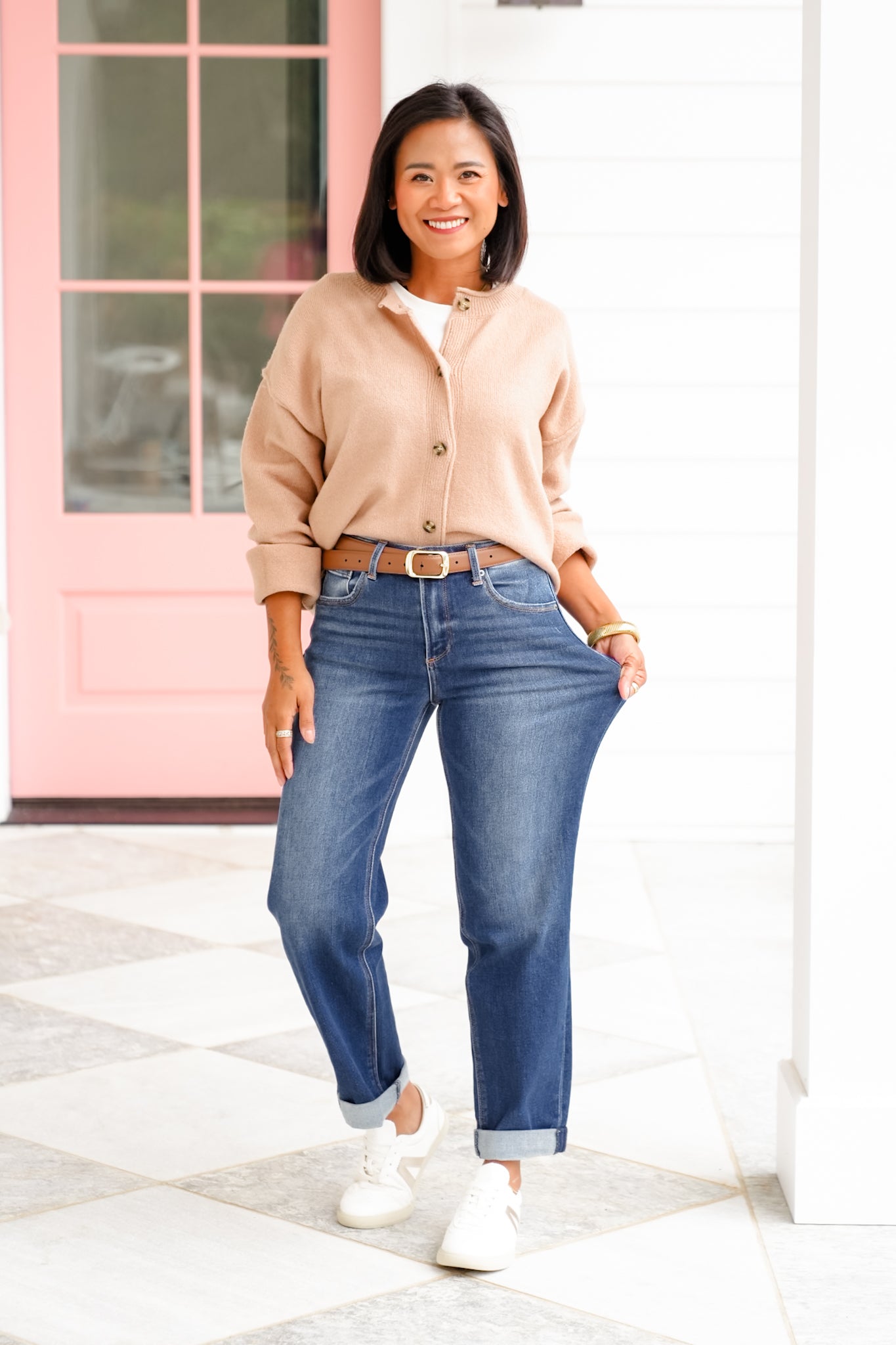 J21 Eleven By Risen Mid Rise Dark Wash Cuffed Boyfriend Jeans