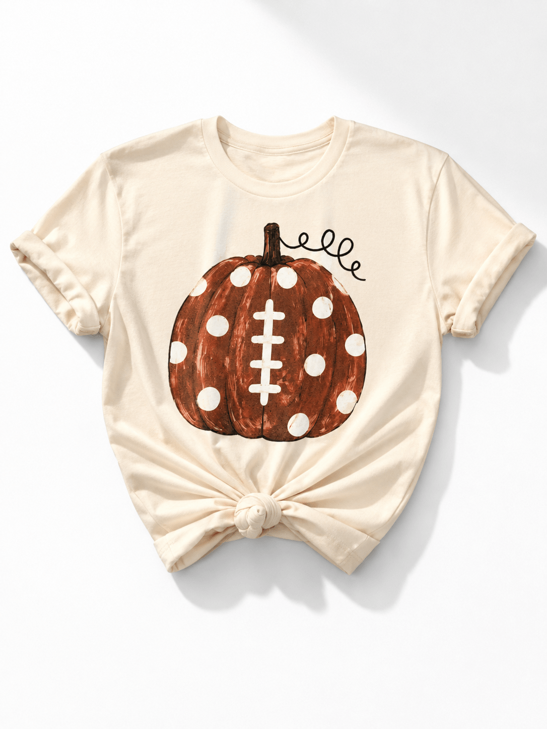 Plus/Reg Short Sleeve Whimsical Football Pumpkin Graphic Tee - Freckled Poppy