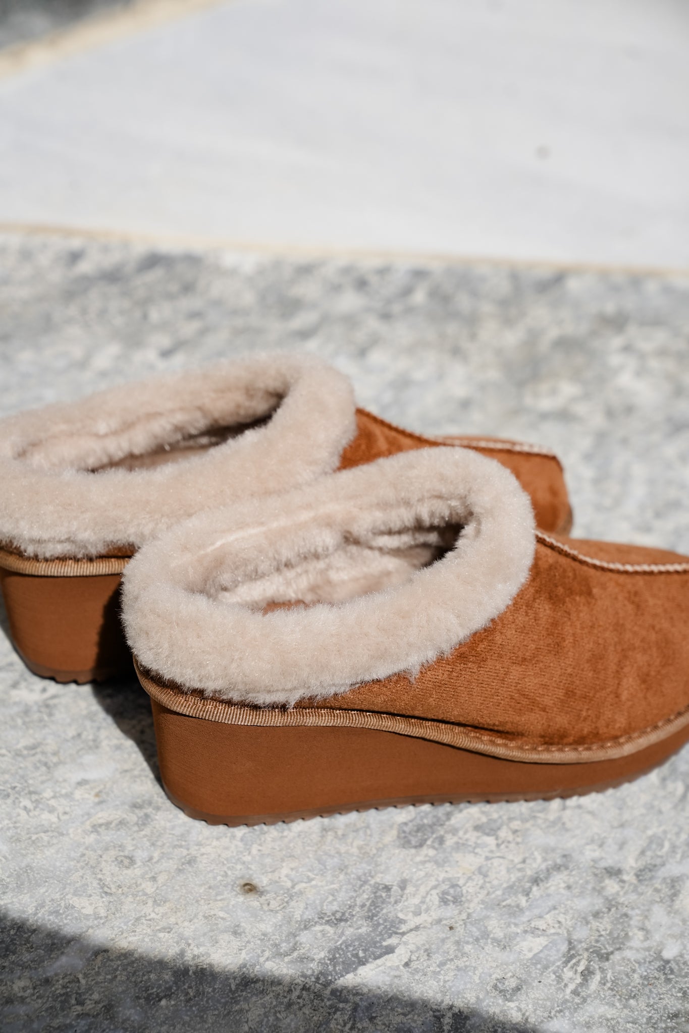 Corky's "Easy Going" Cozy Vegan Suede Wedge Mule Slippers with Fleece Lining