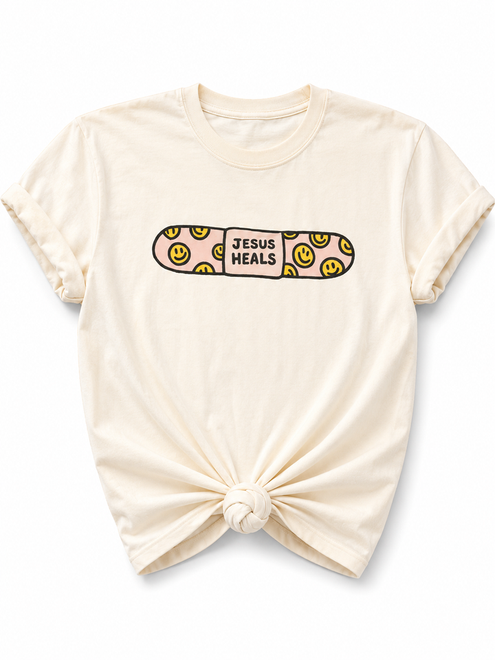 Plus/Reg Short Sleeve "Jesus Heals" Graphic Tee