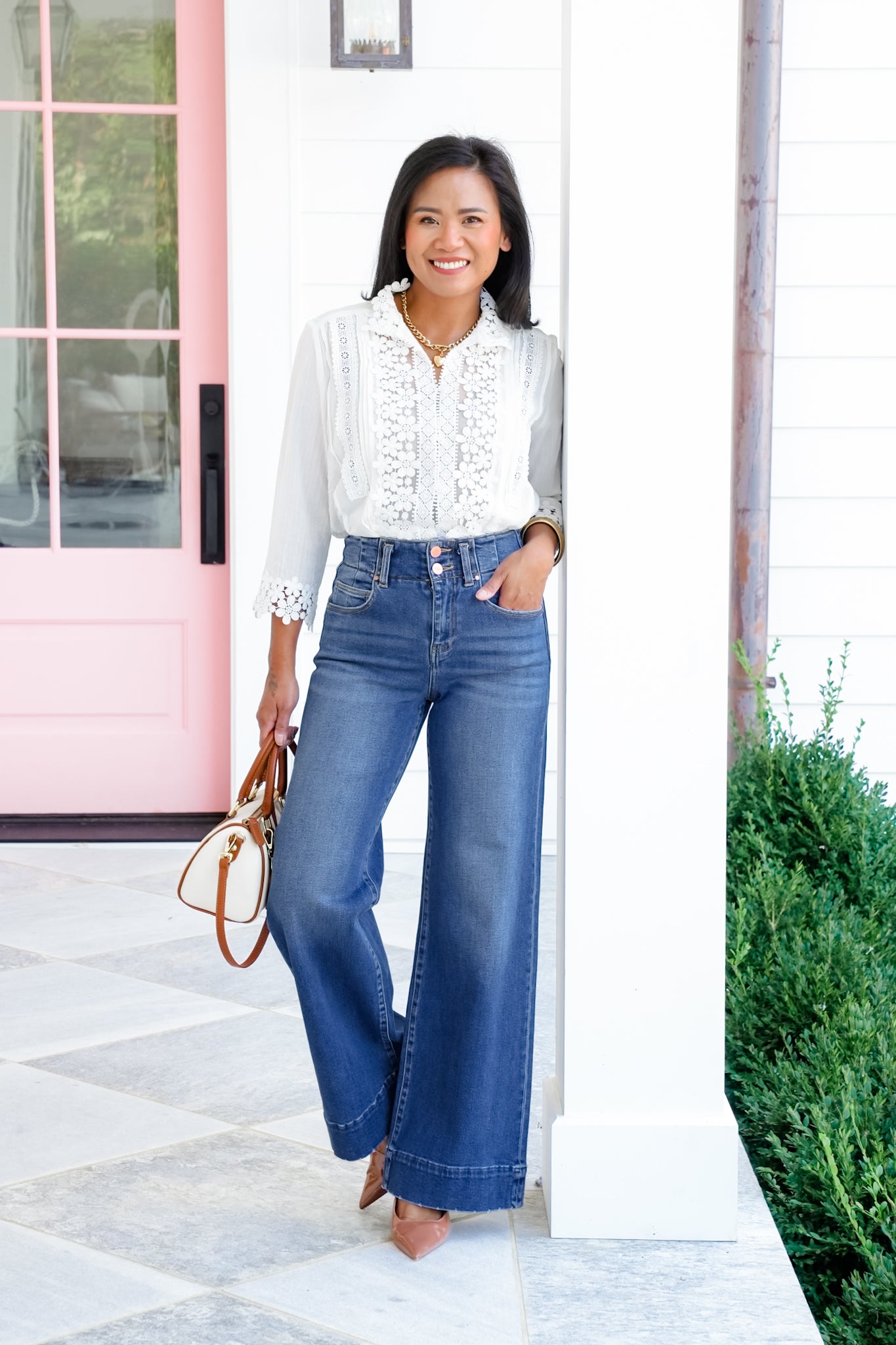 Restock! Risen You Make My Dreams Double Button Wide Leg Trouser Hem Non-Distressed Jean