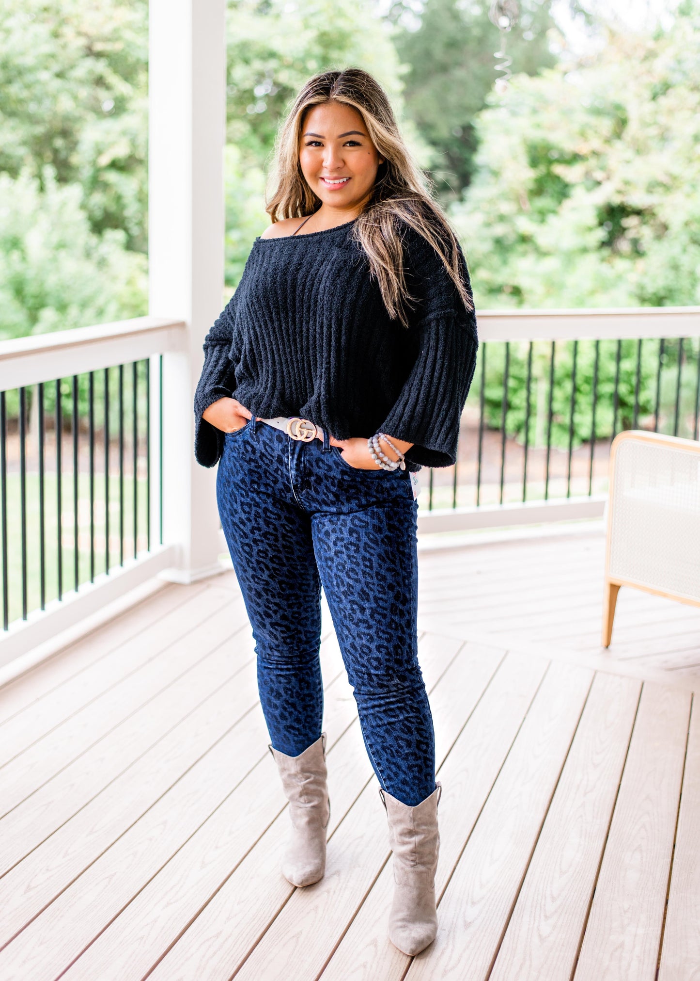 Judy Blue Denim Leopard Print Skinny Jeans