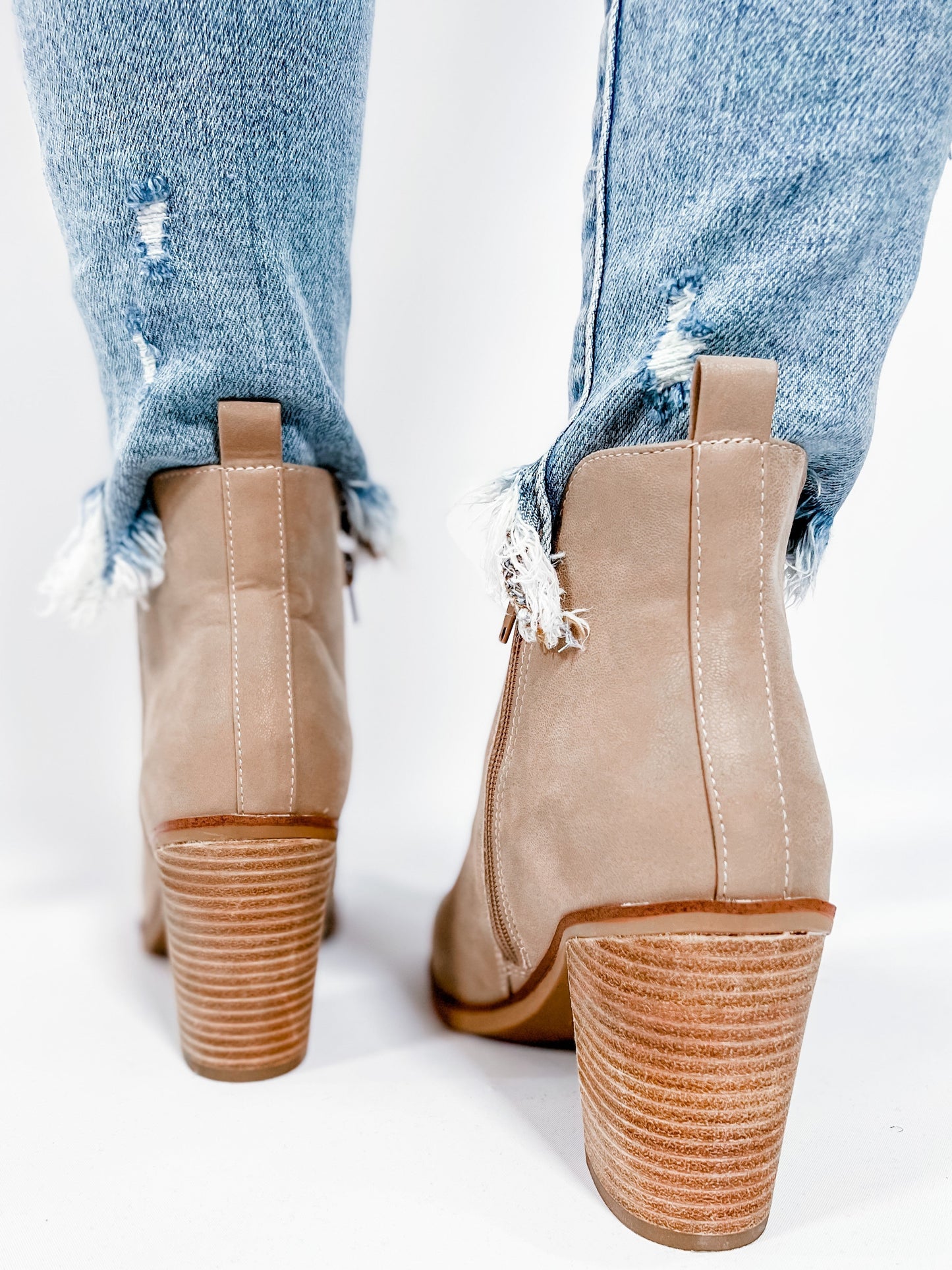 RESTOCK!! MIA Western Inspired Pointed Toe Stone Boot With Block Heel & Side Zipper