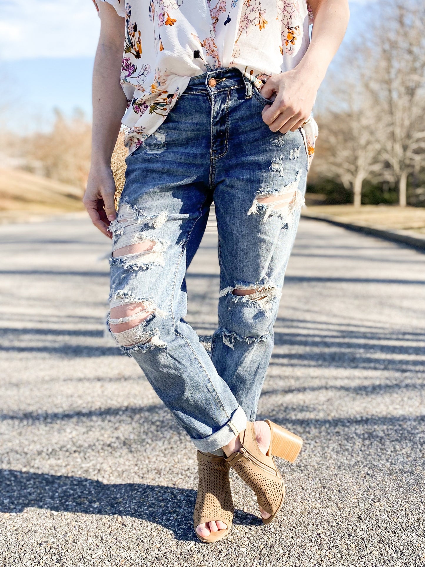 Judy Blue Yoda Best Distressed Boyfriend Jeans