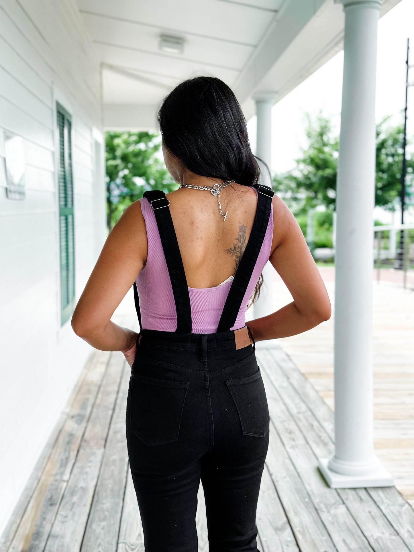 Judy Blue Black High Rise Tummy Control Top Flare Overalls