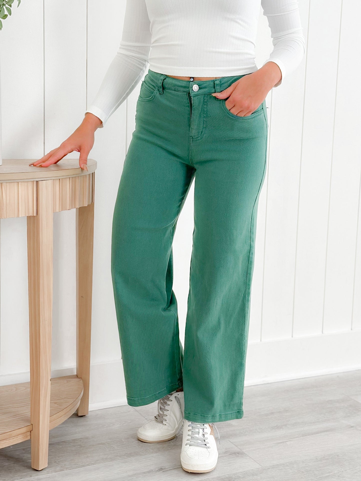 Plus/Reg Mineral Wash High Waist Wide Leg (Multiple Colors)