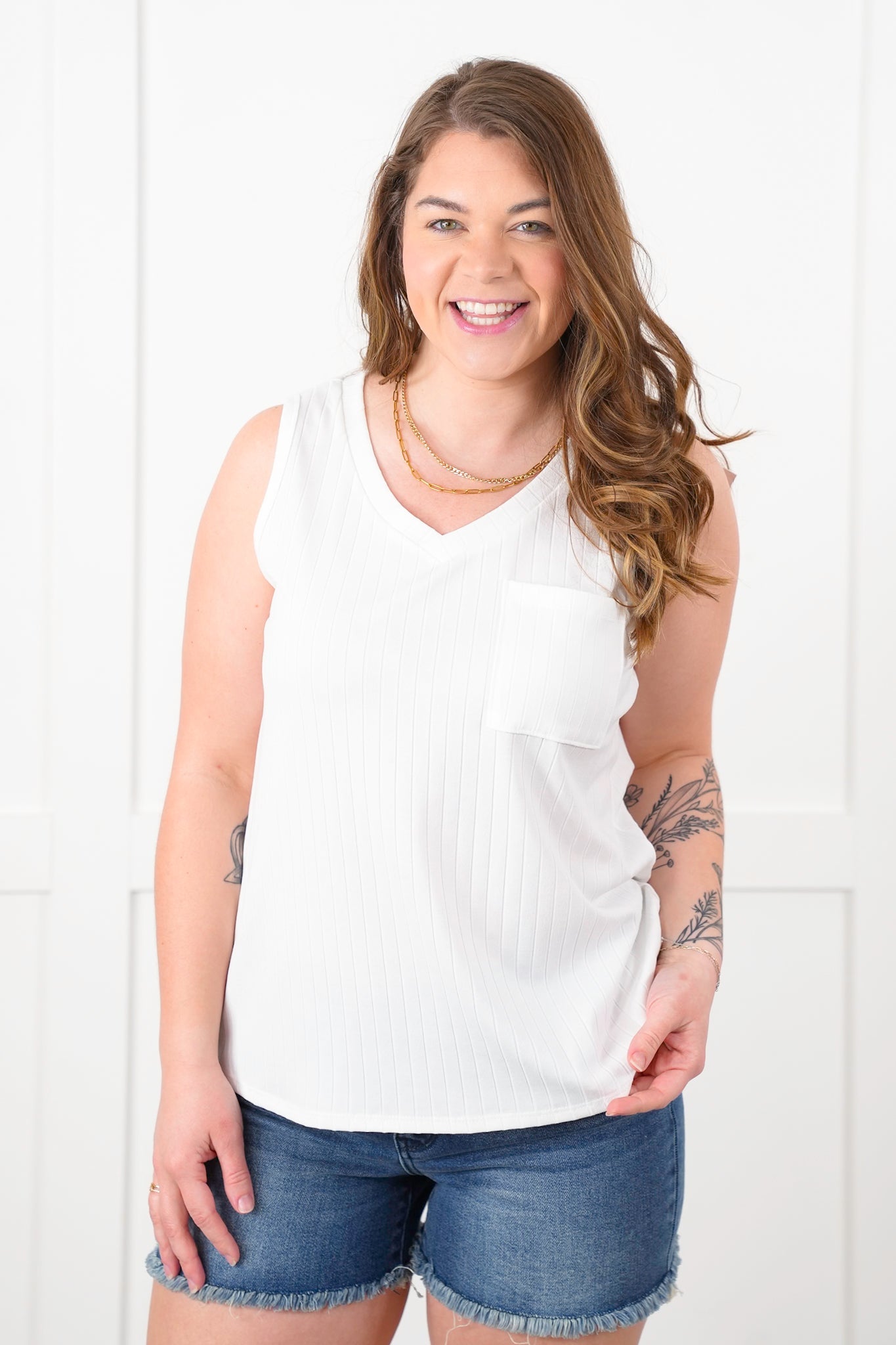 Door Buster! Plus/Reg Wide Ribbed V Neck Tank Top