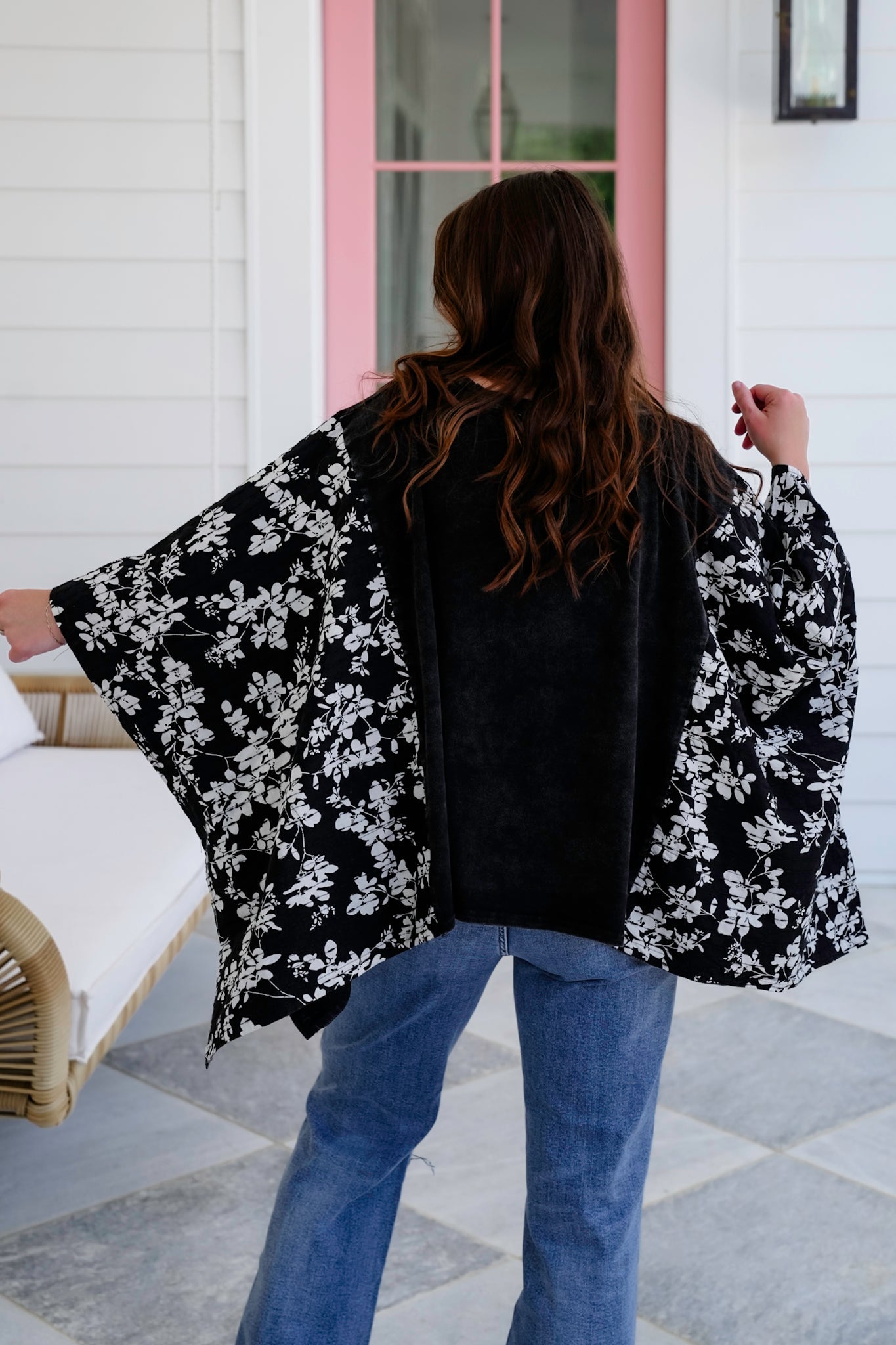 Elvis Presley Long Floral Sleeve Poncho Top