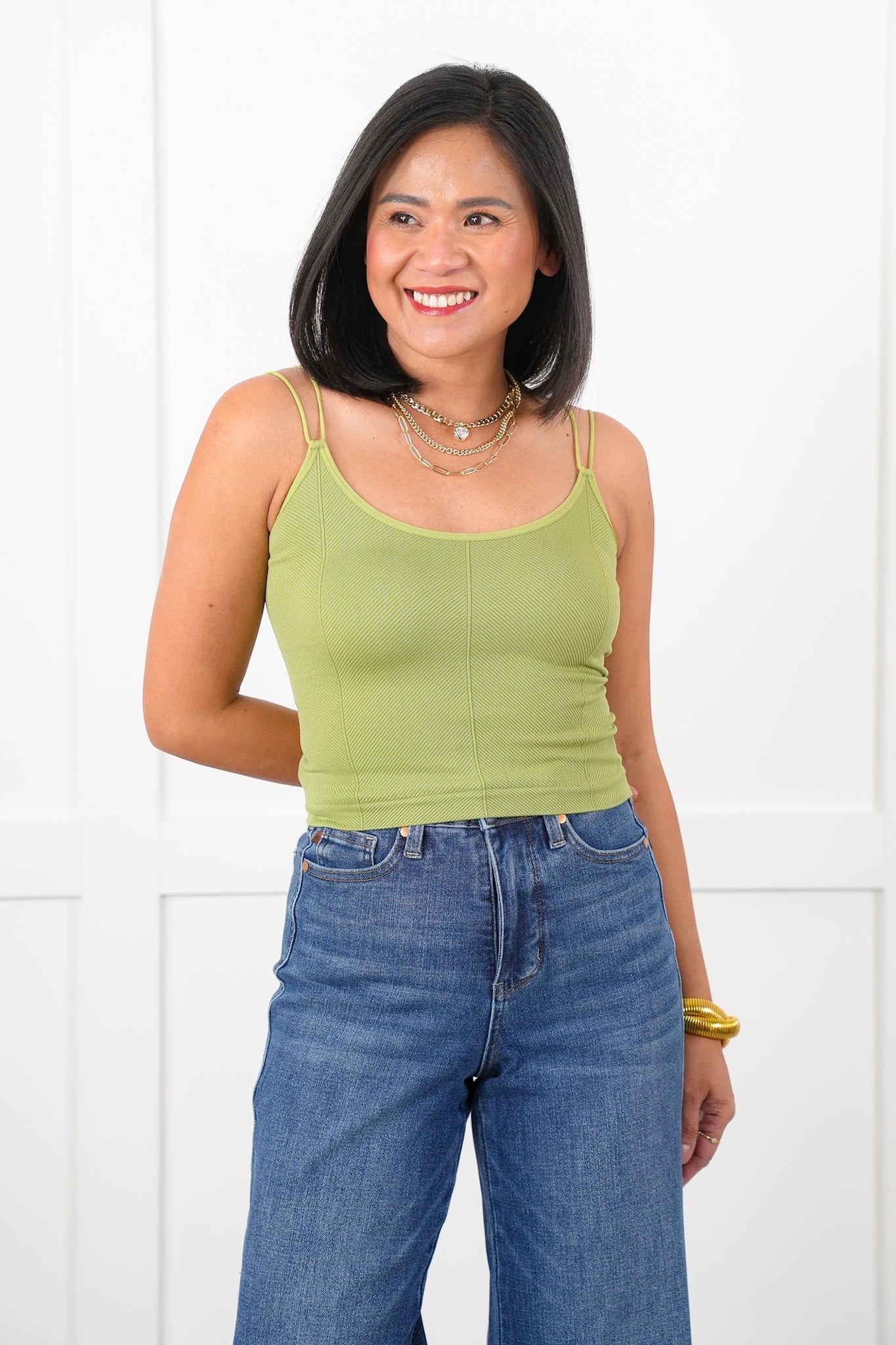 Ribbed Knit Double Strap Cropped Top