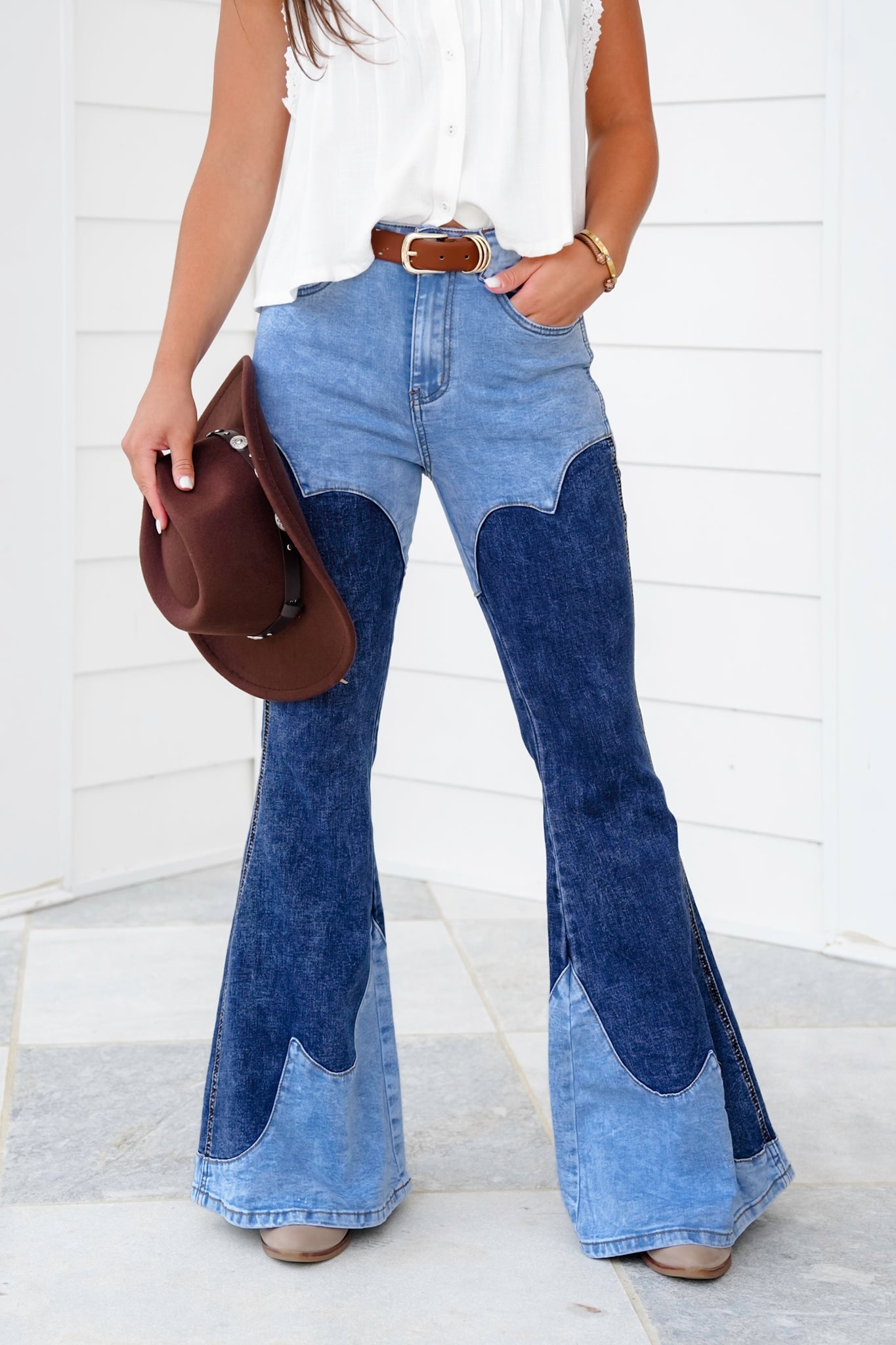 Restock! Mineral Wash Two Tone Denim Wide Leg Jeans
