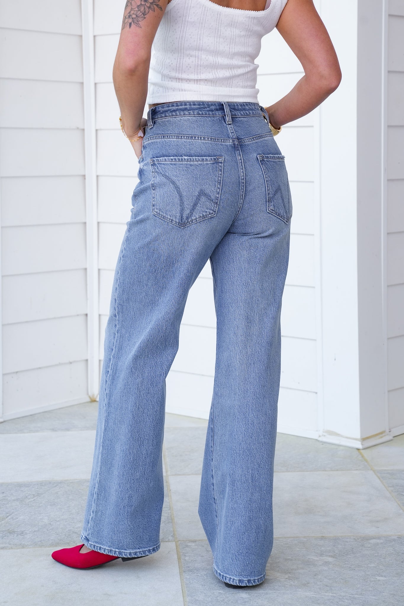 Mica High Rise Medium Wash Wide Leg Jeans