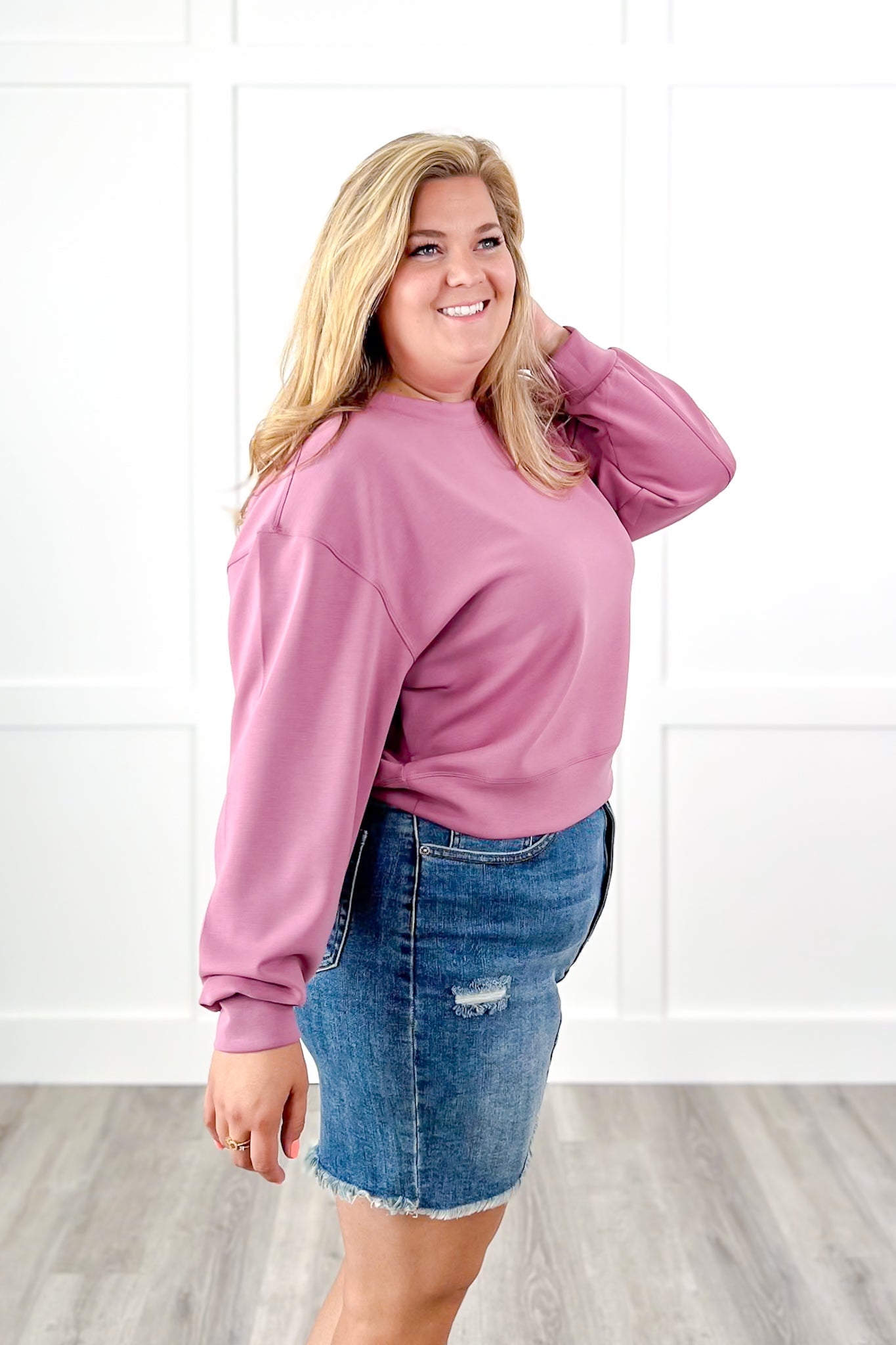 Door Buster! Solid Soft Scuba Long Sleeve Crew Neck Sweatshirt
