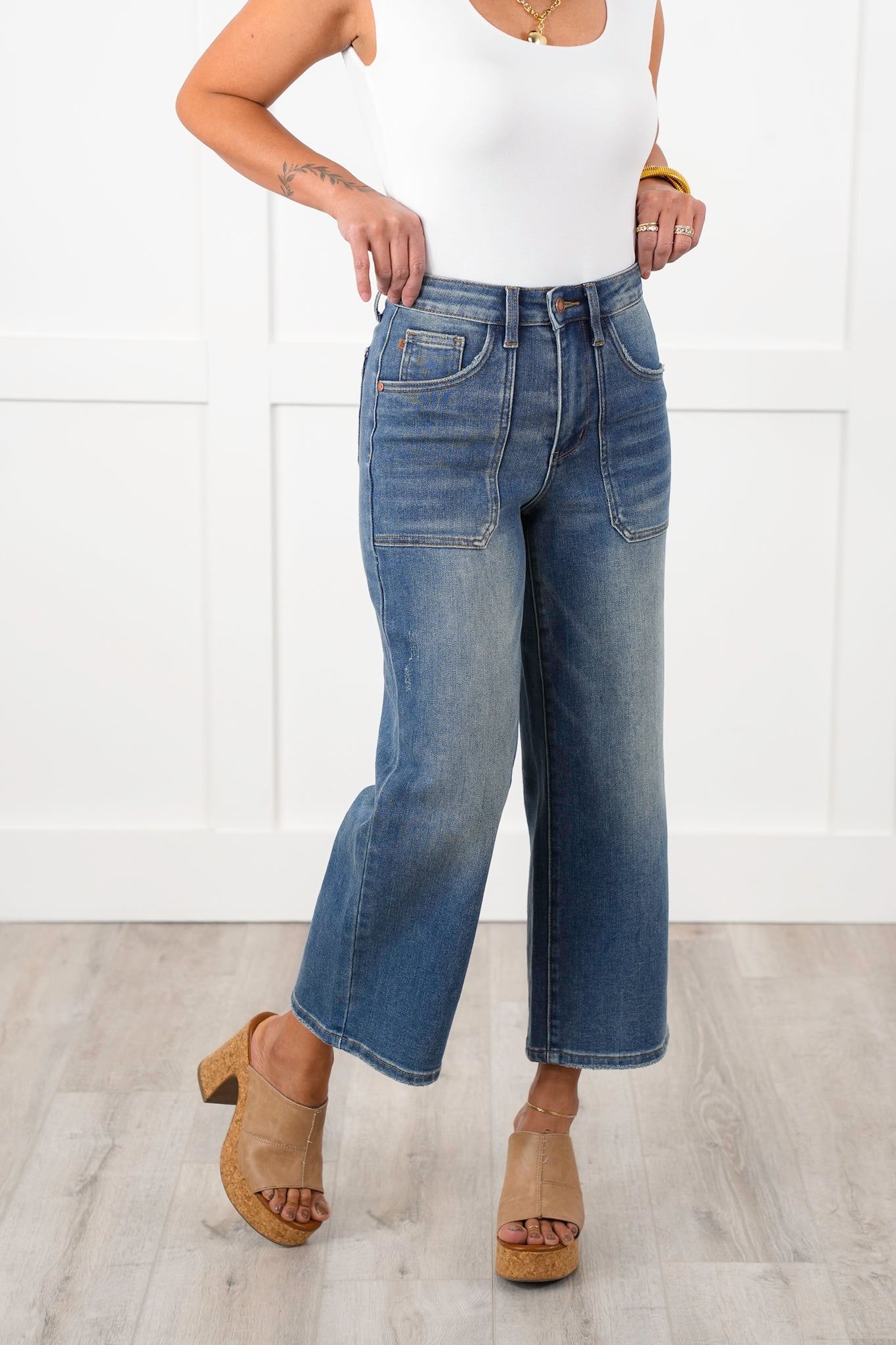 Judy Blue The Perfect Fit High Rise Wide Leg Crop Jeans