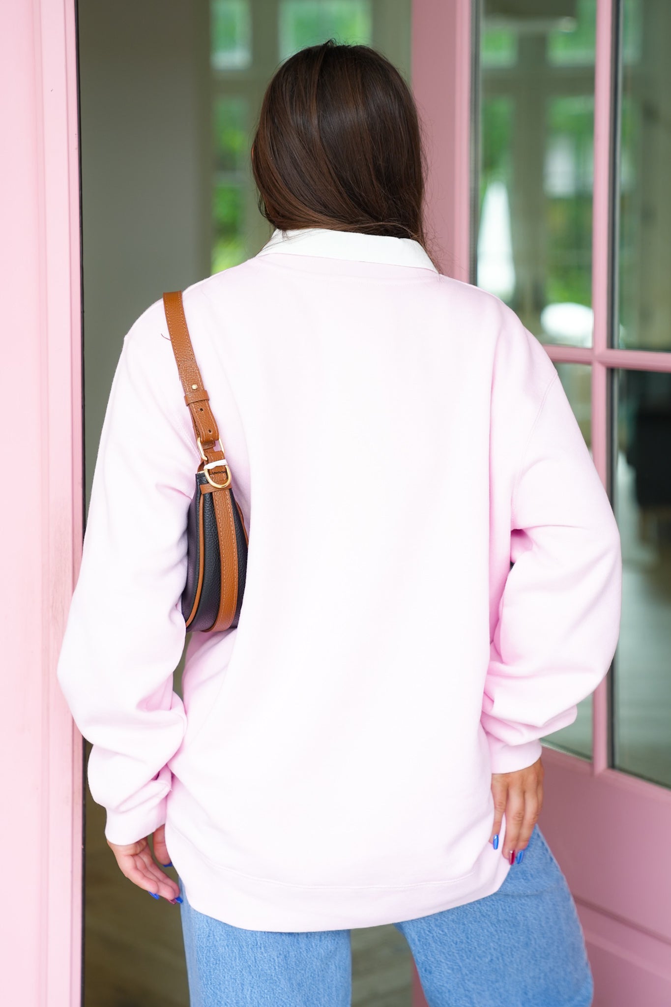 Plus/Reg Long Sleeve Pink "Freckled Poppy" Graphic Sweatshirt