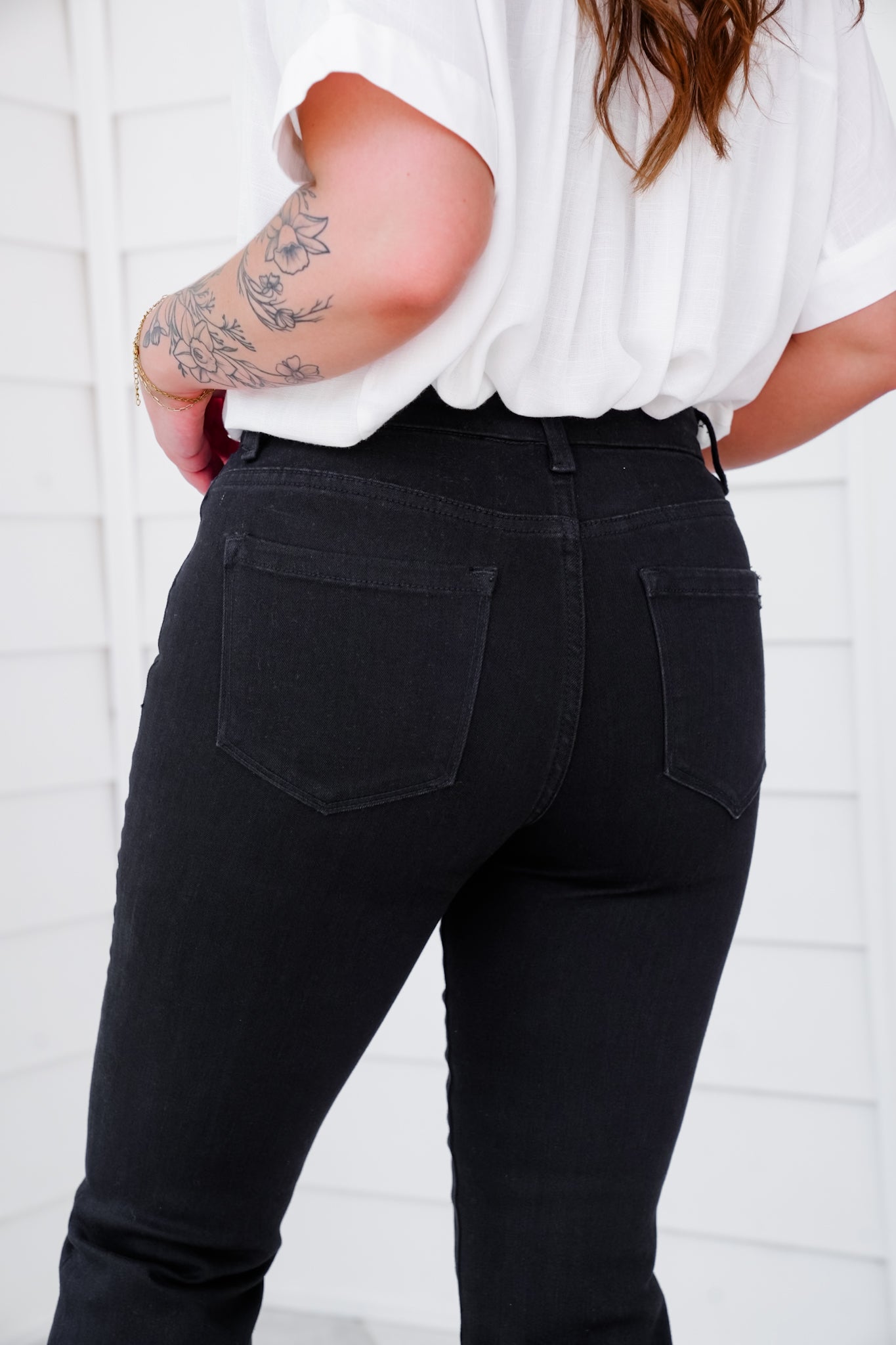 Mica Mid-Rise Black Straight Leg Ankle Jeans