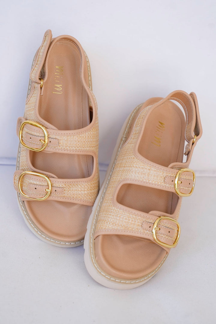 Slingback Platform Sandal with Dual Adjustable Buckle Straps