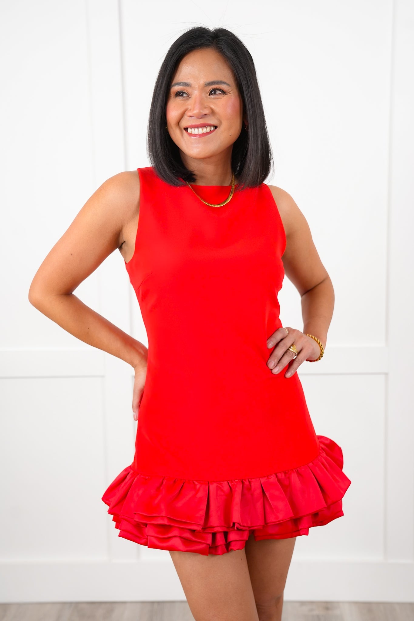 Sleeveless Open Back Romper with Ruffle Hem Detail