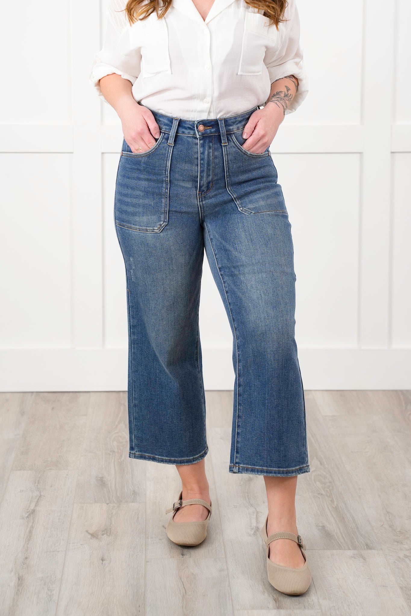 Judy Blue The Perfect Fit High Rise Wide Leg Crop Jeans