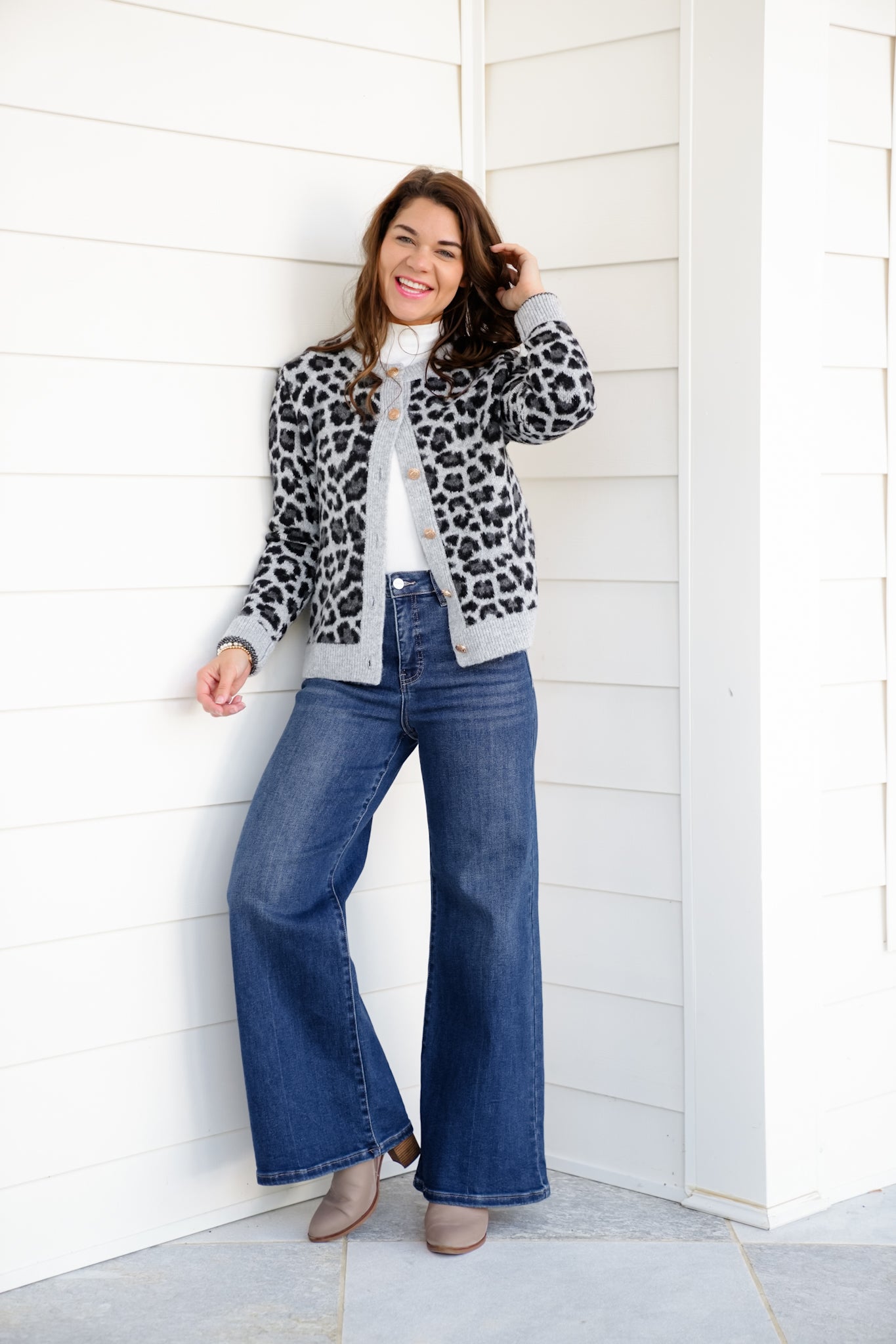 Risen The Opalite High Rise Dark Wash Tummy Control Palazzo Jeans