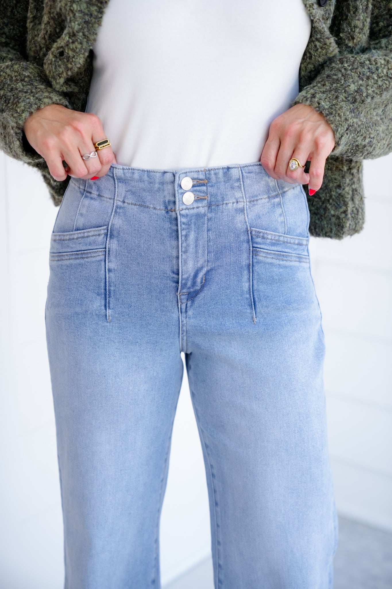 Mica High Rise Light Wash Wide Leg Jeans